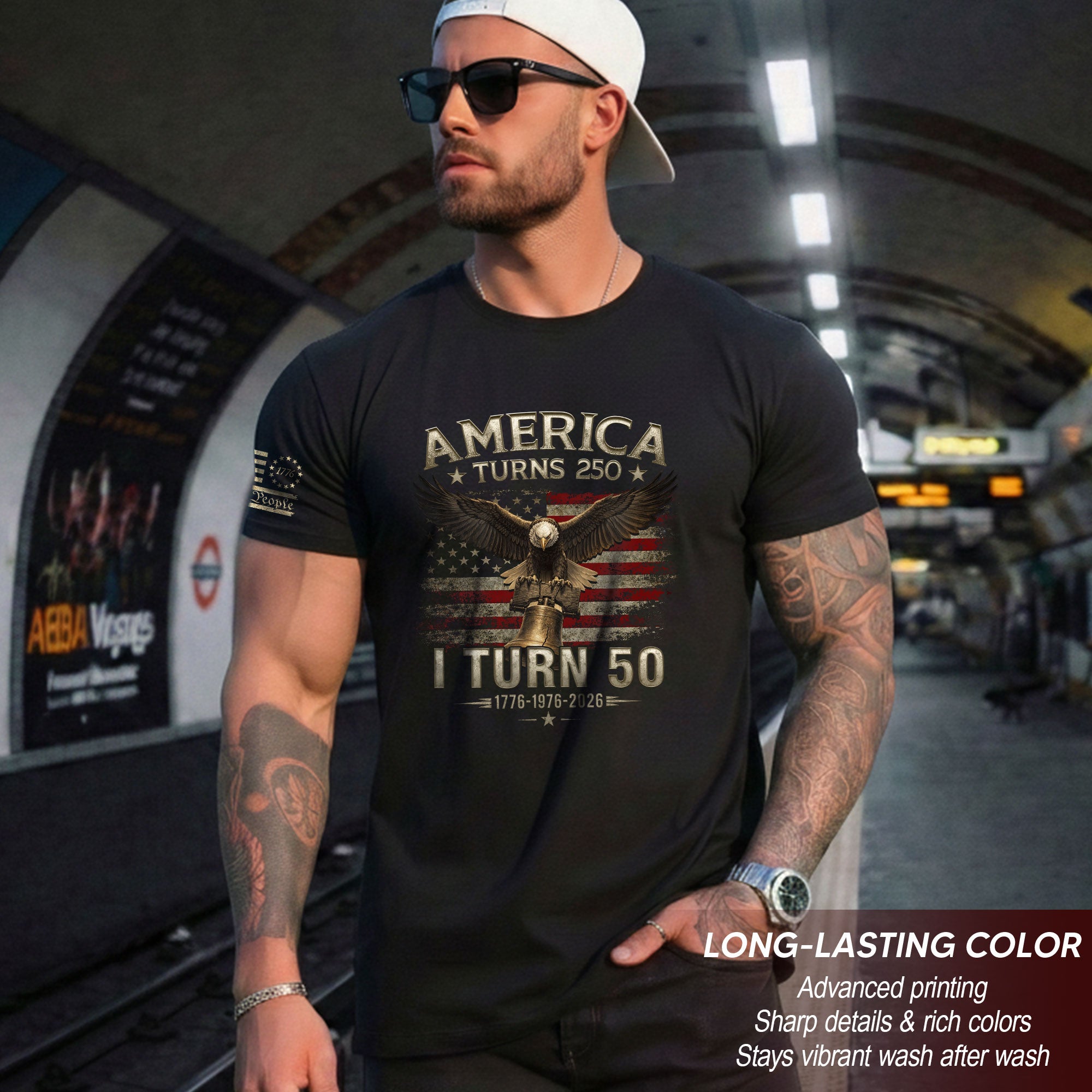 Vintage 1976 Birthday T-Shirt Patriotic Eagle Bell Graphic 50th Gift Item For 2026