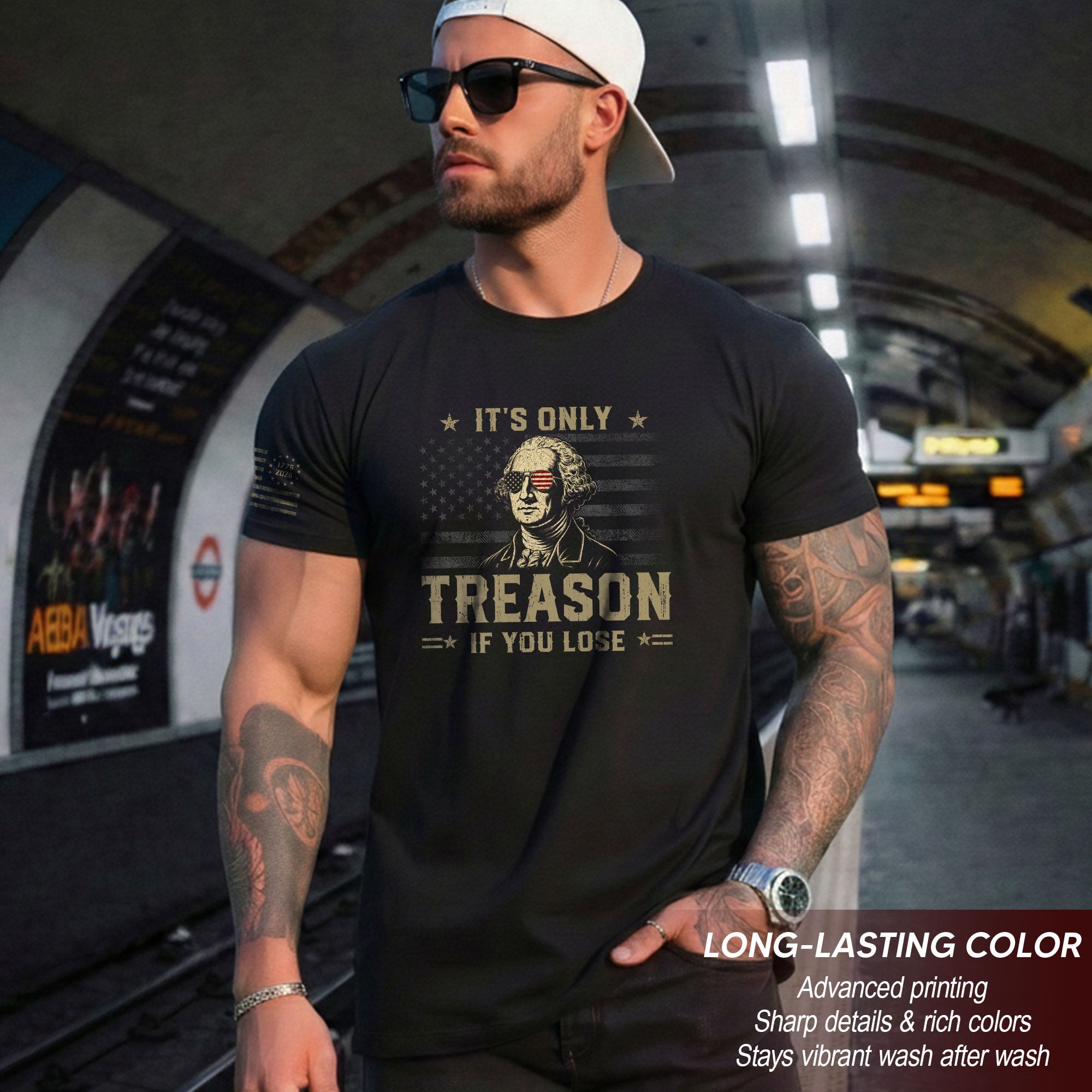 It's Only Treason If You Lose Shirt George Washington Patriotic American Flag 2D Tee