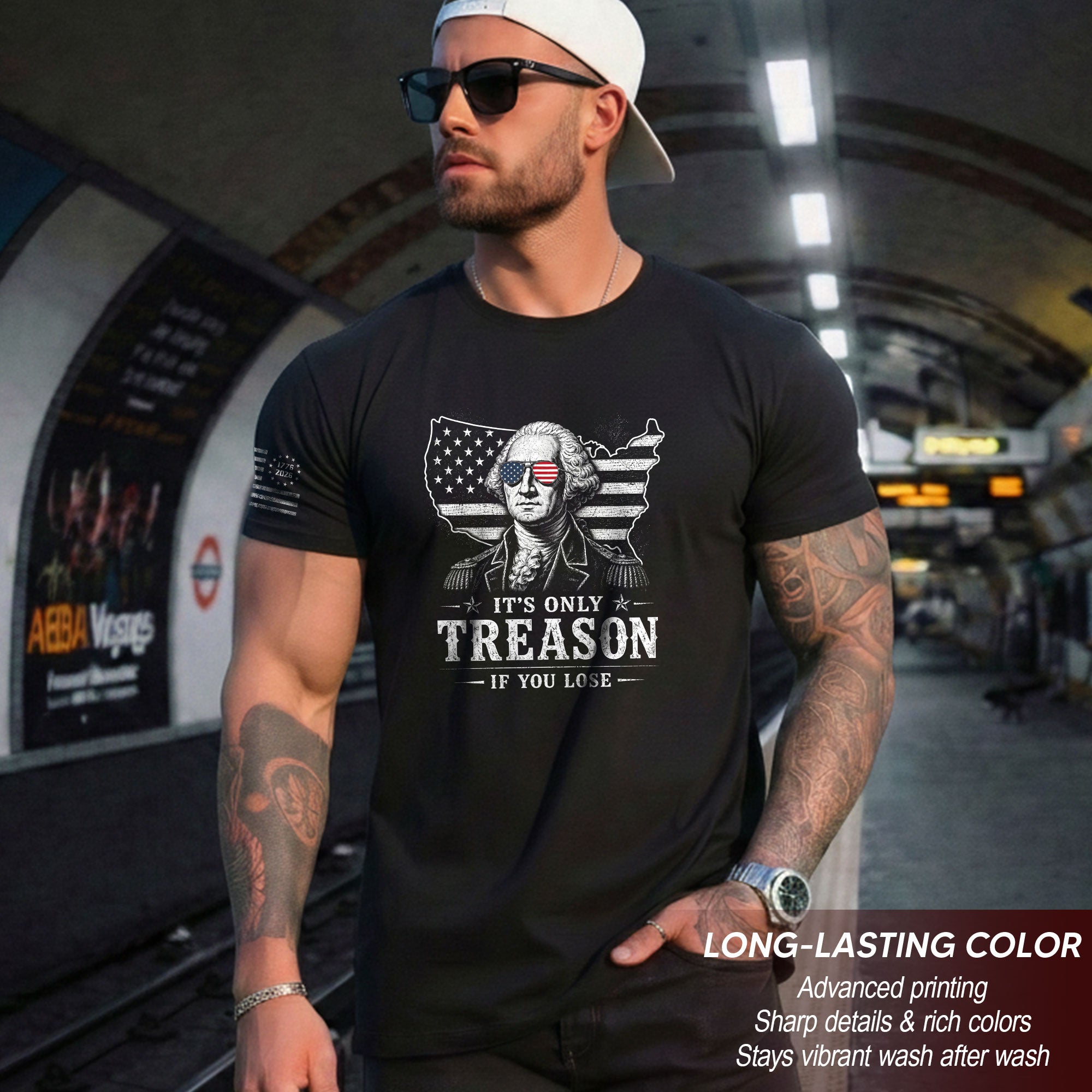 It's Only Treason If You Lose Shirt George Washington USA Map Patriotic 2D Graphic Tee