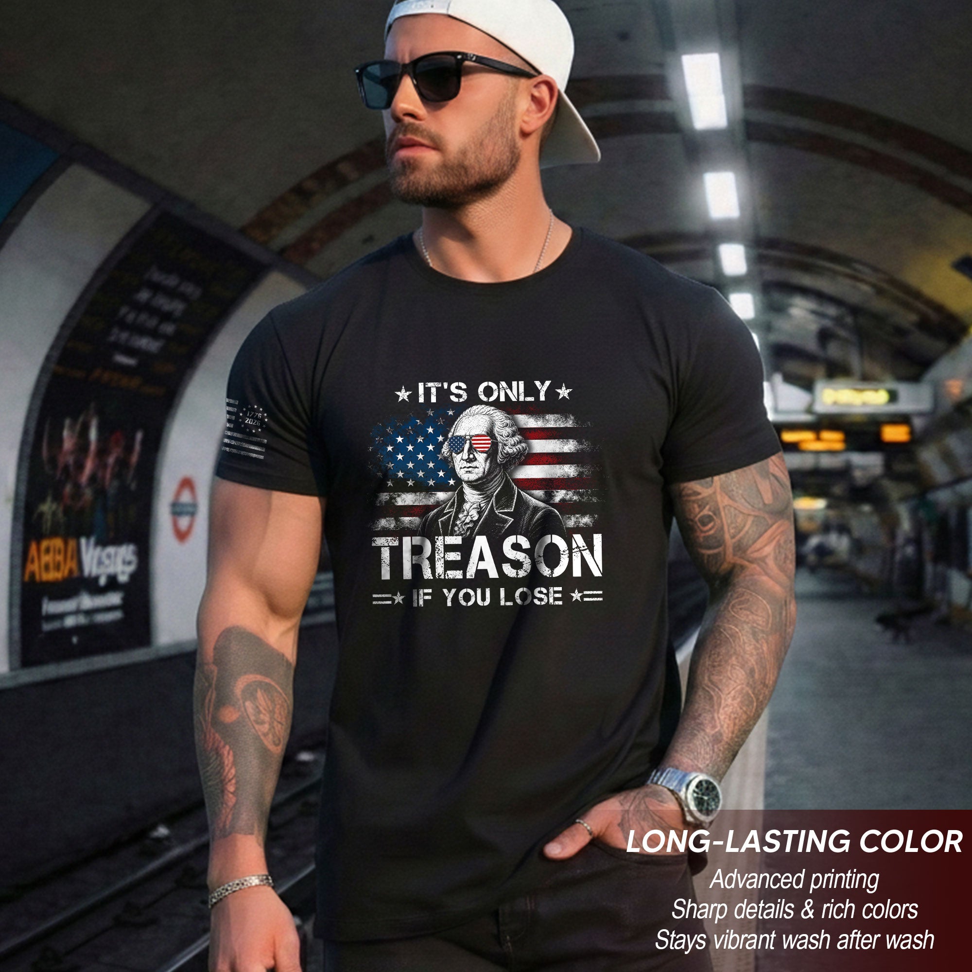 It's Only Treason If You Lose Shirt George Washington Patriotic Flag 2D Graphic Tee