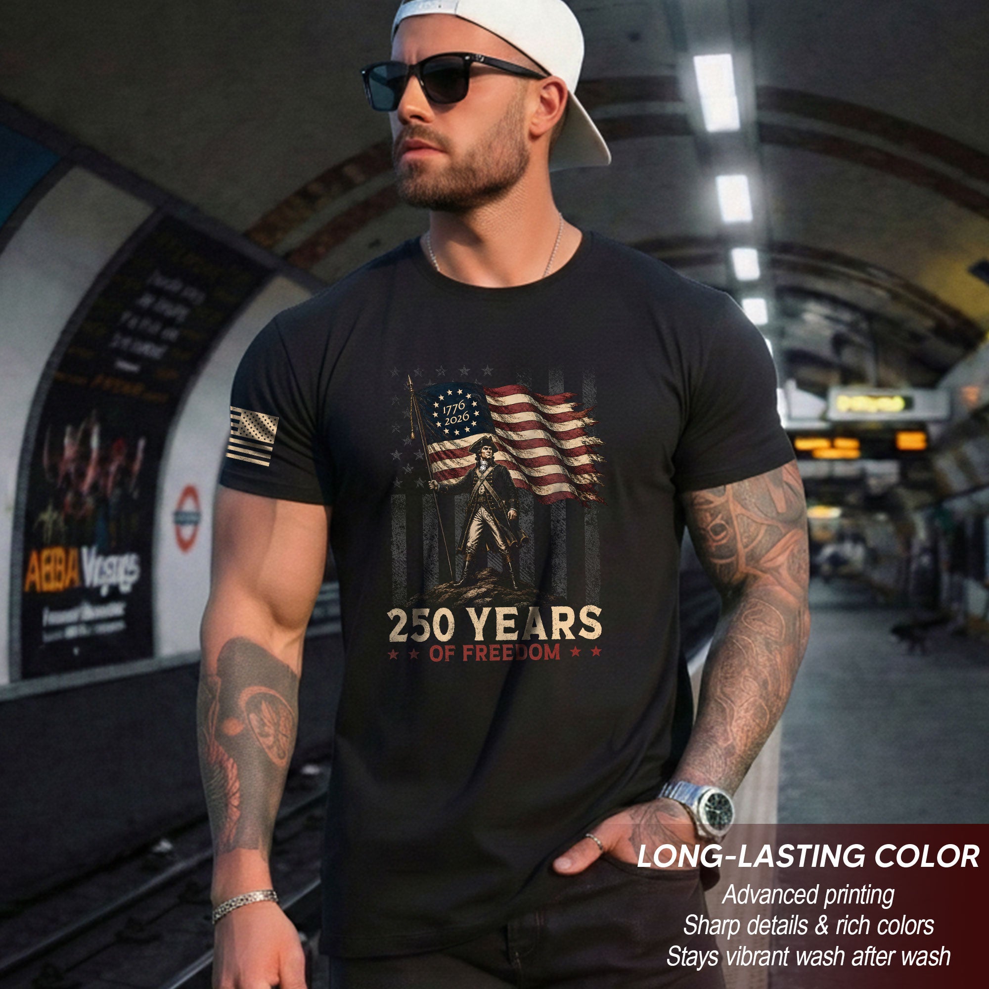 250th Anniversary Freedom Tee - Vintage George Washington Patriotic Cotton Graphic Shirt