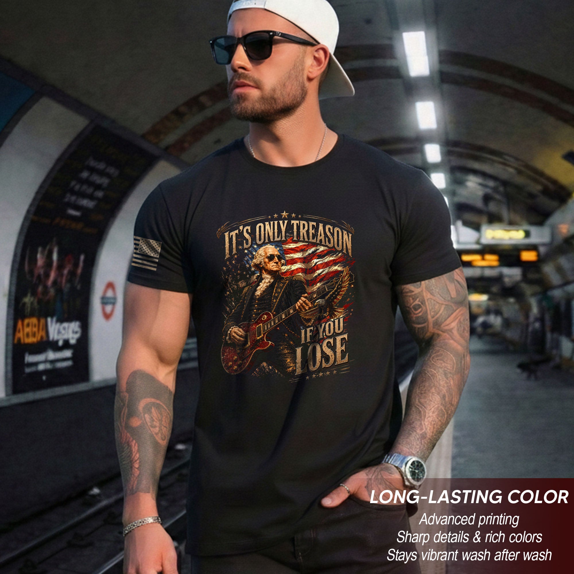 It’s Only Treason If You Lose T-Shirt - Patriotic George Washington Guitar Graphic Tee