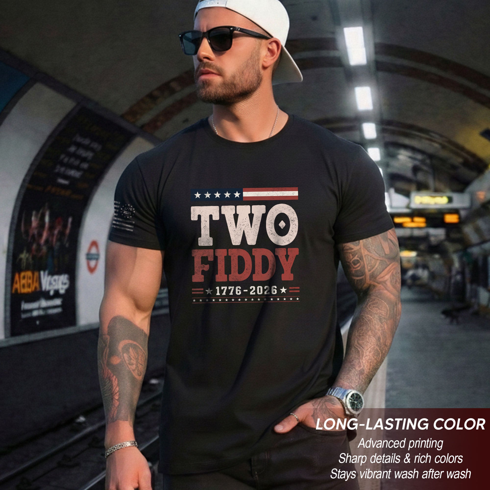 Two Fiddy 1776-2026 Patriotic T-Shirt - Vintage American Independence Graphic Tee