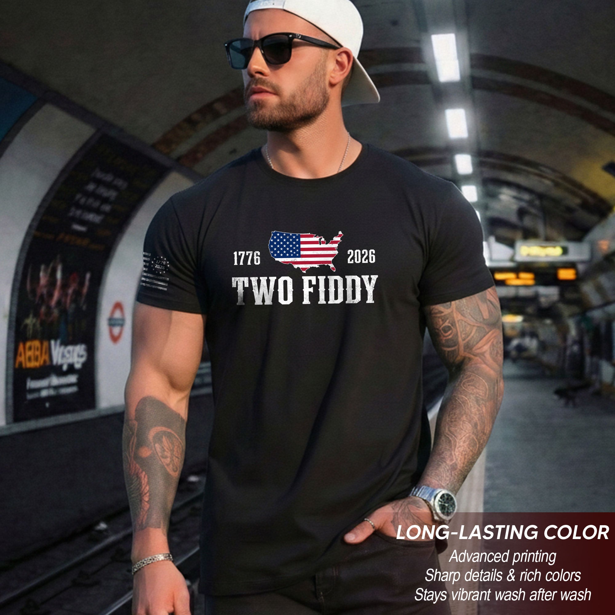 Patriotic Two Fiddy 1776-2026 Map Design - Classic American Anniversary Graphic Tee