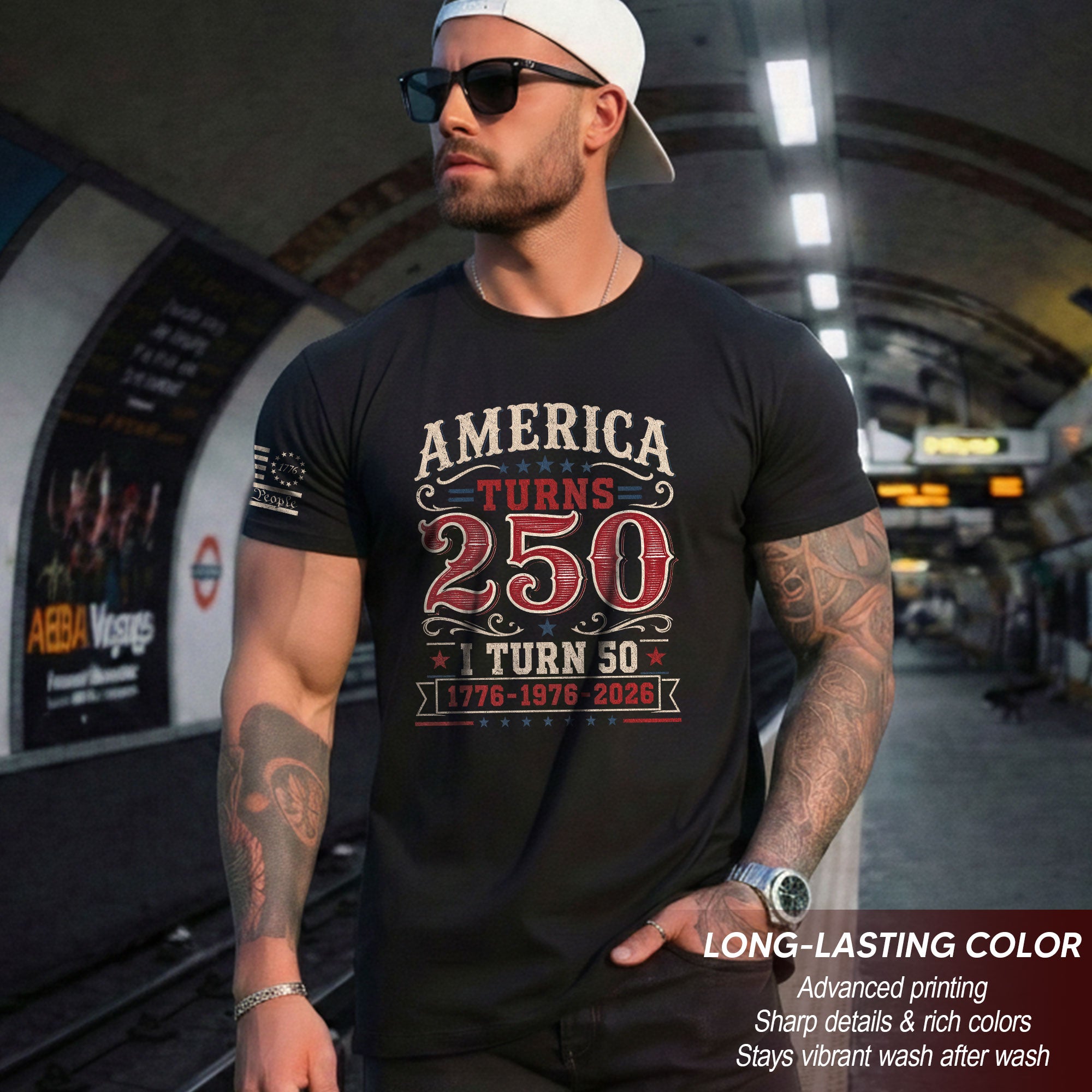 Classic 1776 1976 2026 Birthday Shirt America Turns 250 Plus I Turn 50 Patriotic Graphic Tee
