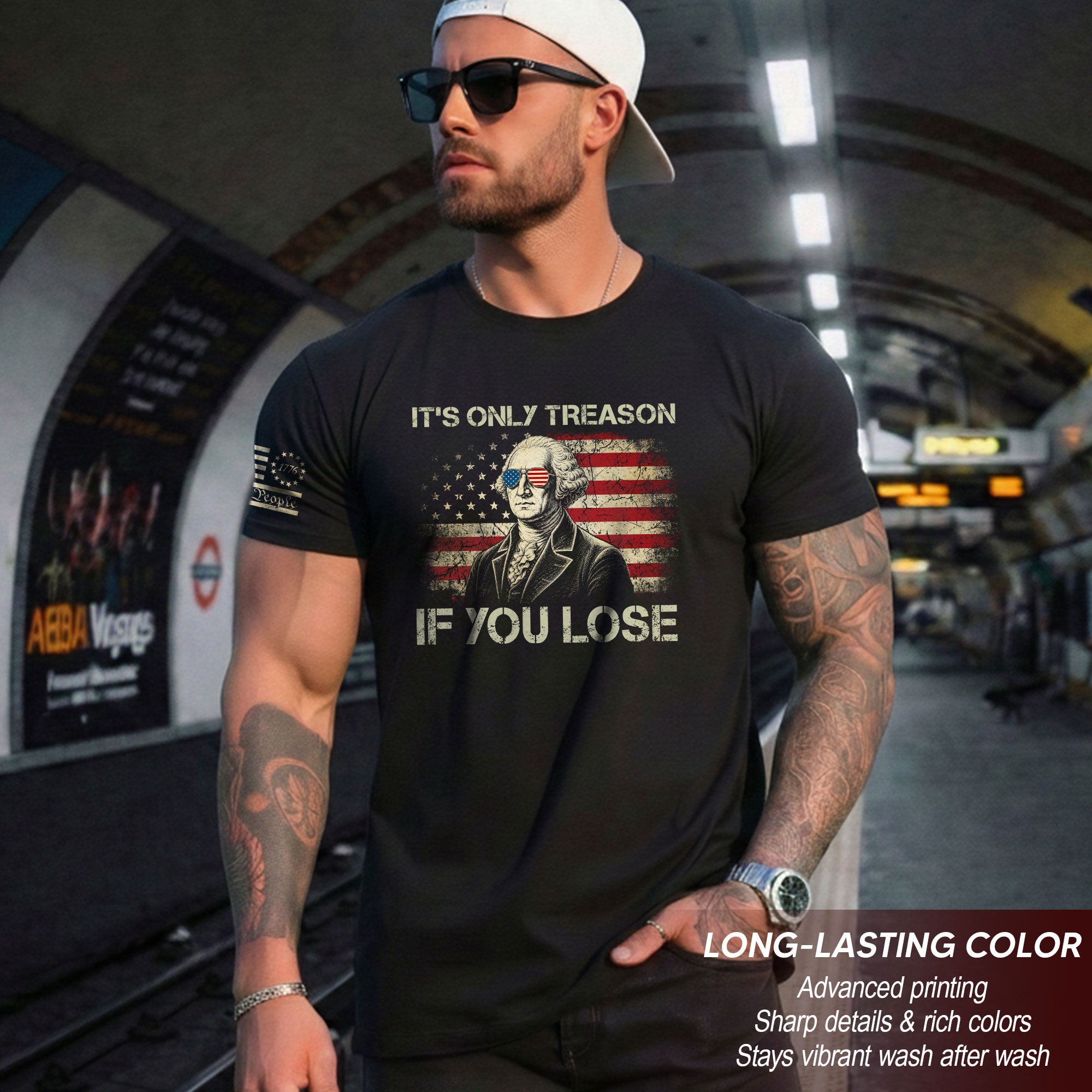 It's Only Treason If You Lose Shirt Patriotic 1776 George Washington US Flag T-Shirt