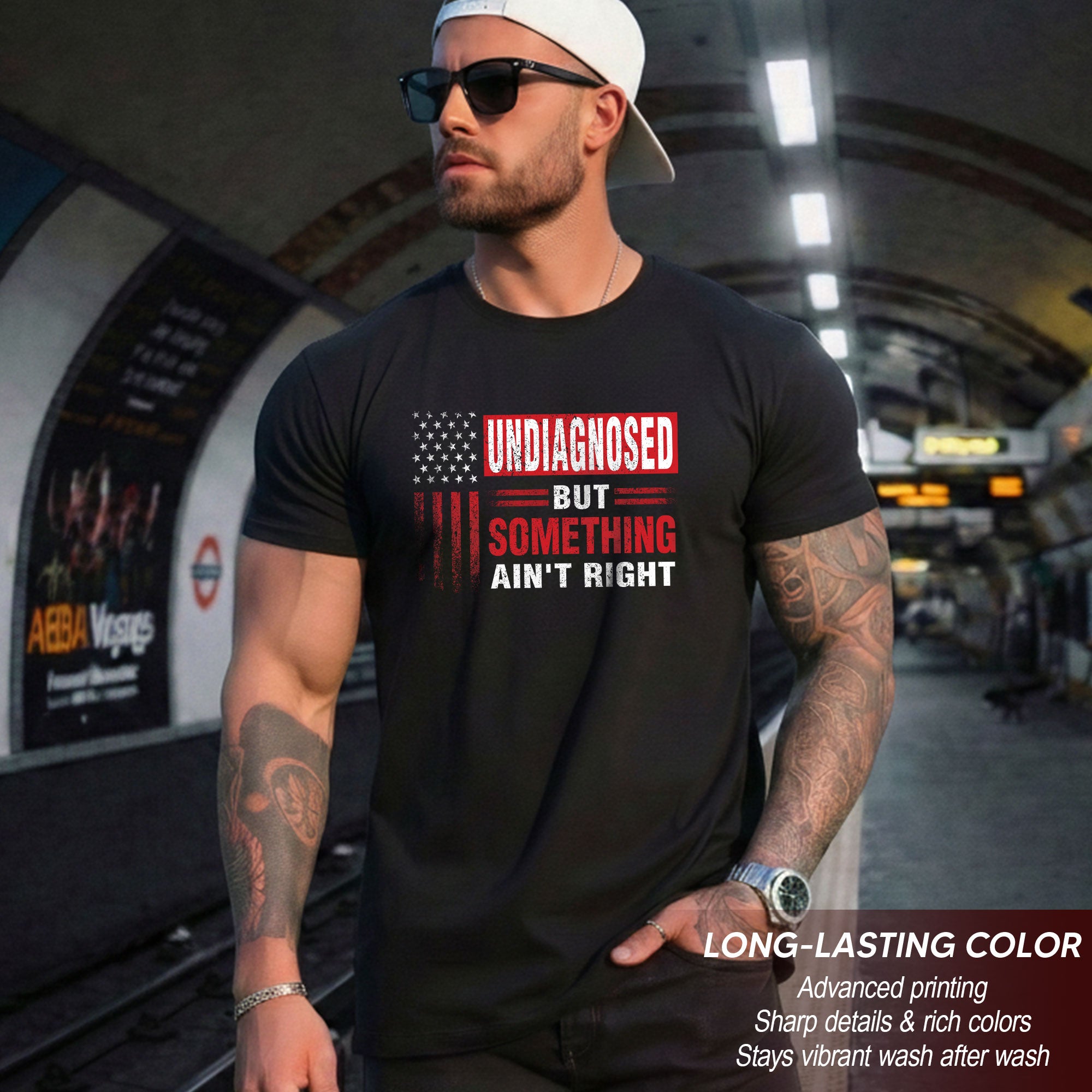Undiagnosed But Something Ain't Right T-Shirt Patriotic American Flag Distressed Tee