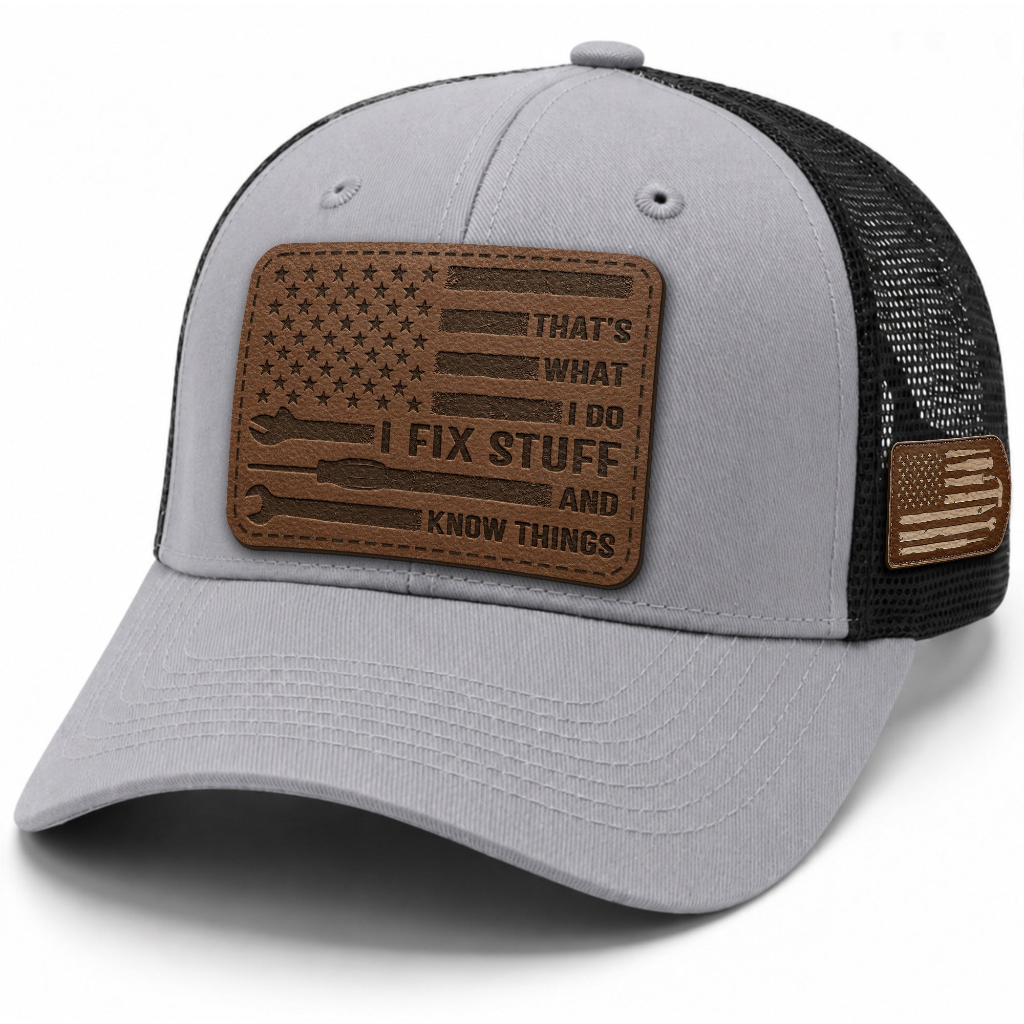 I Fix Stuff And I Know Things Funny Mechanic Men Patch Trucker Hat Casual Novelty