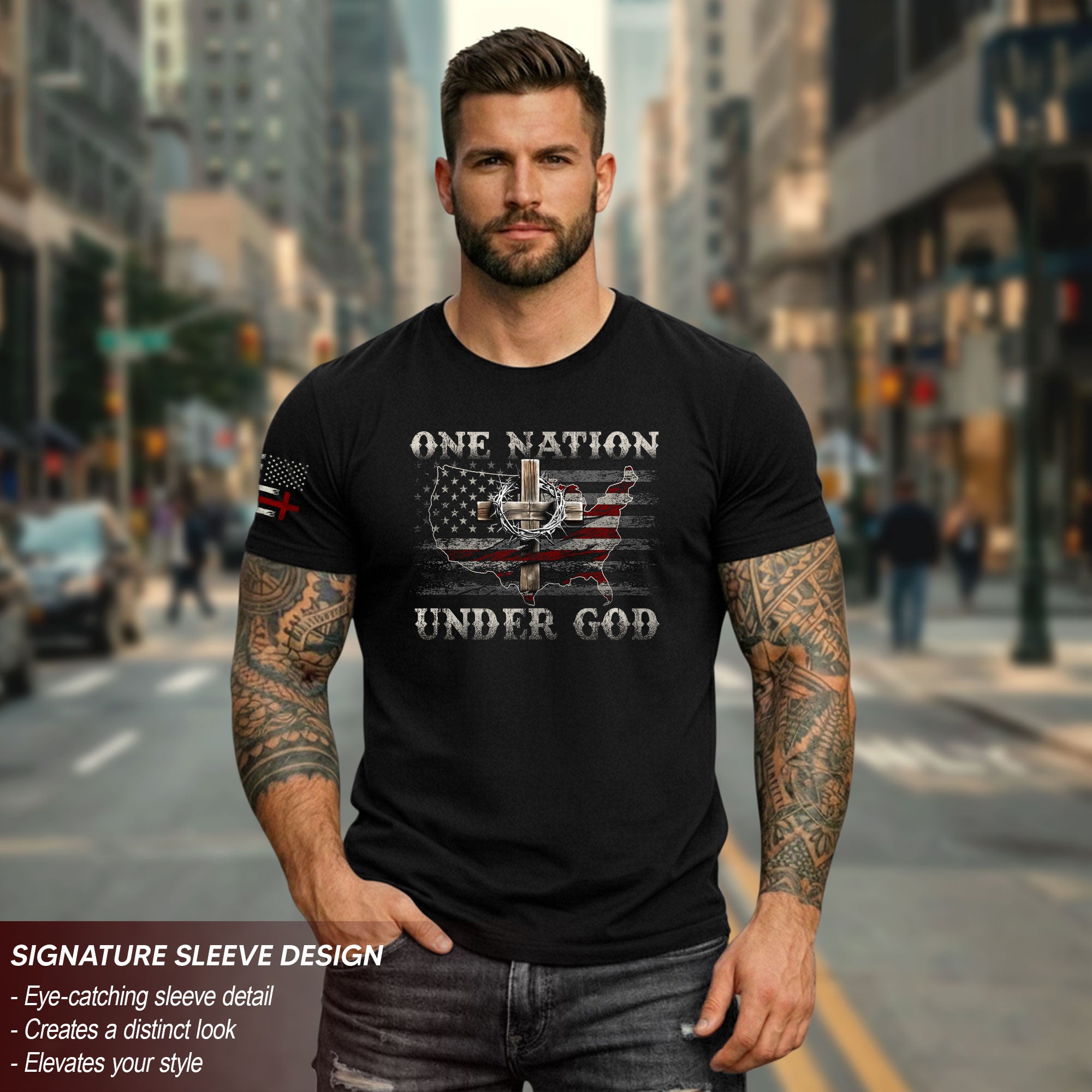 One Nation Under God Christian American Flag T-Shirt