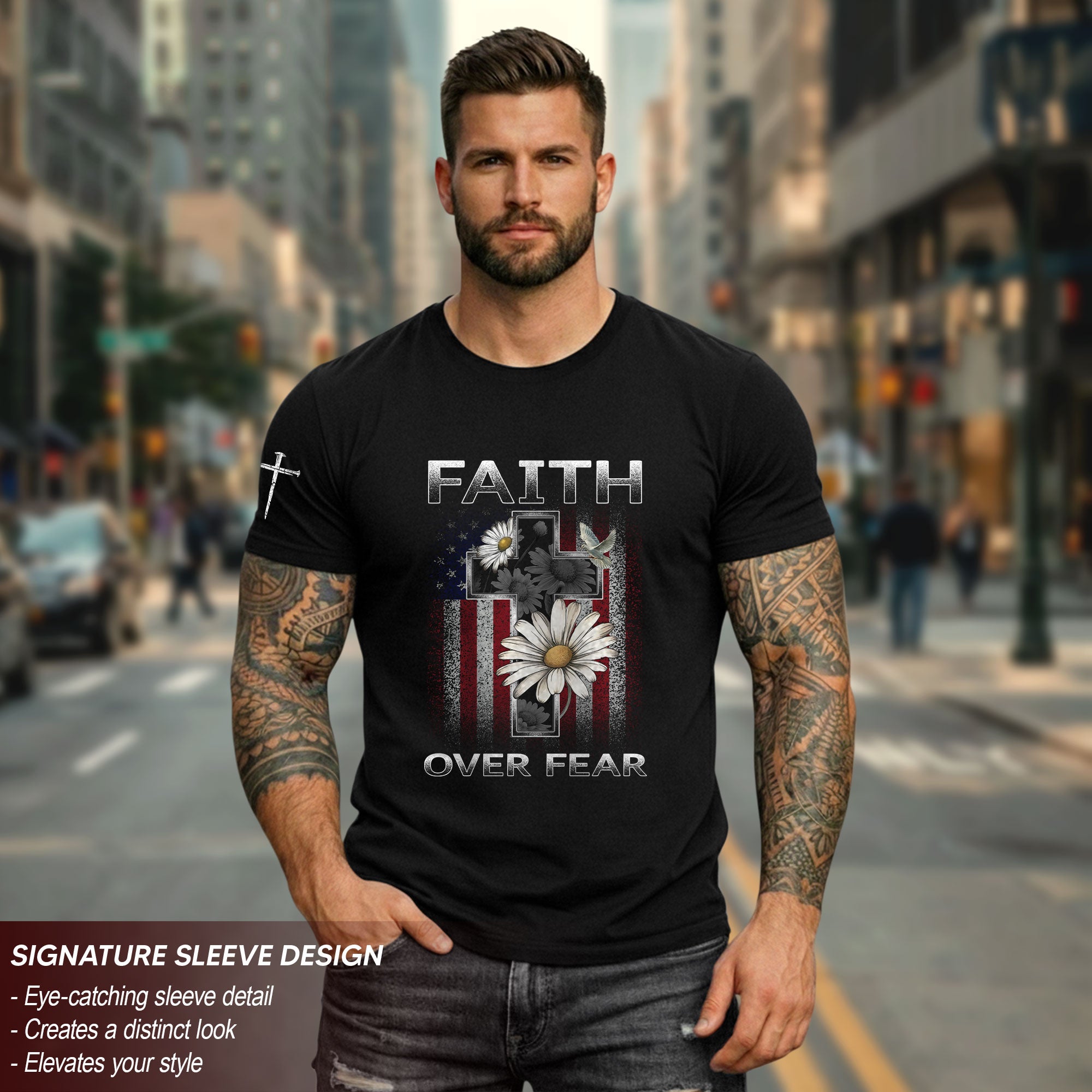Faith Over Fear Christian Floral T-Shirt