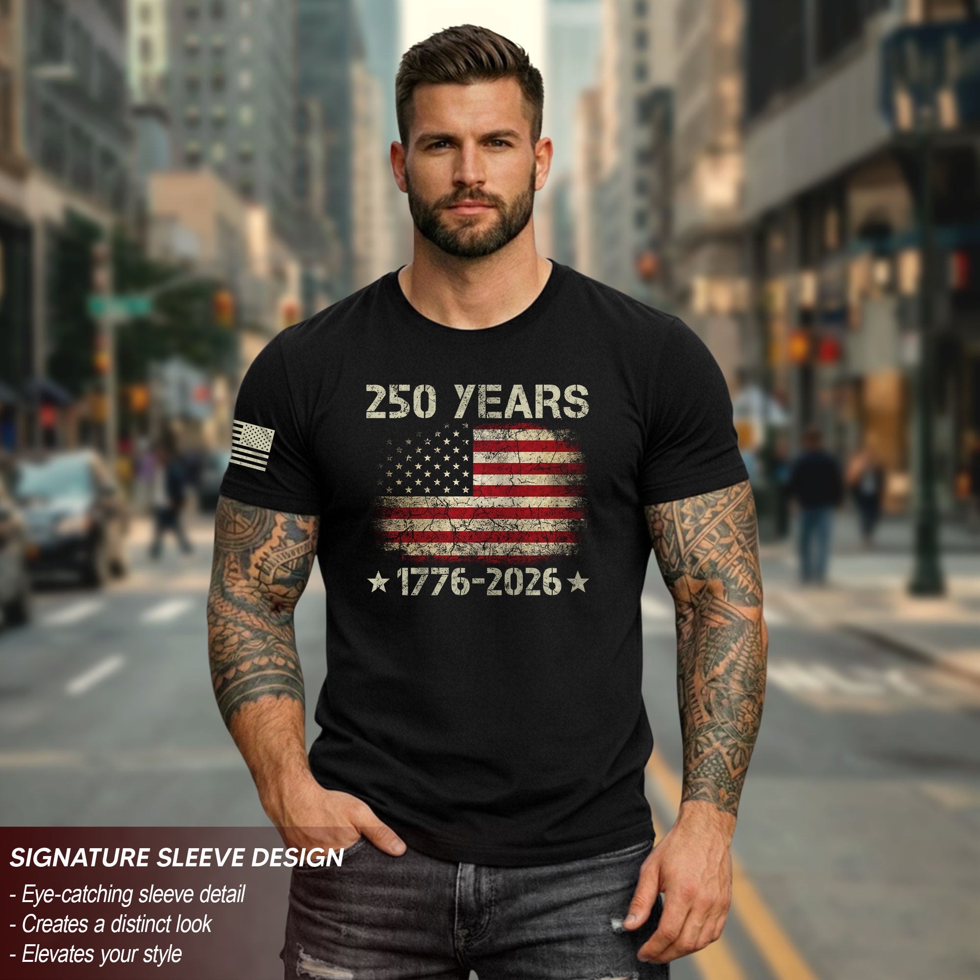 250 Years American Independence T-Shirt 1776–2026 – Vintage USA Flag Patriotic Shirt