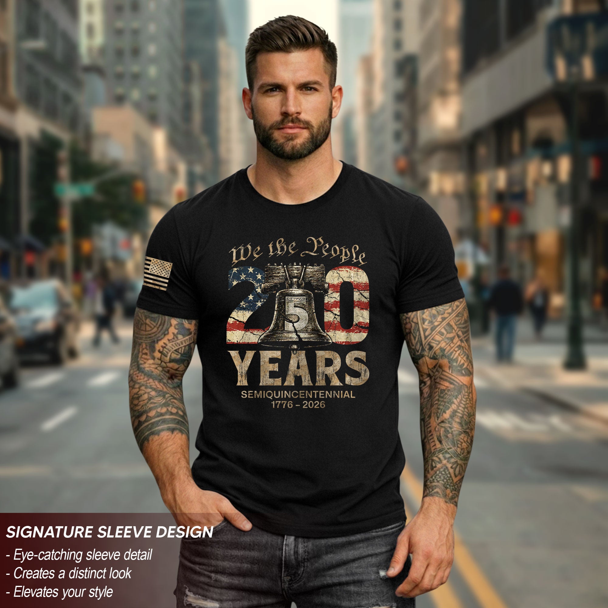 USA 250th Anniversary Shirt 1776-2026 Liberty Bell We The People Patriotic for Men