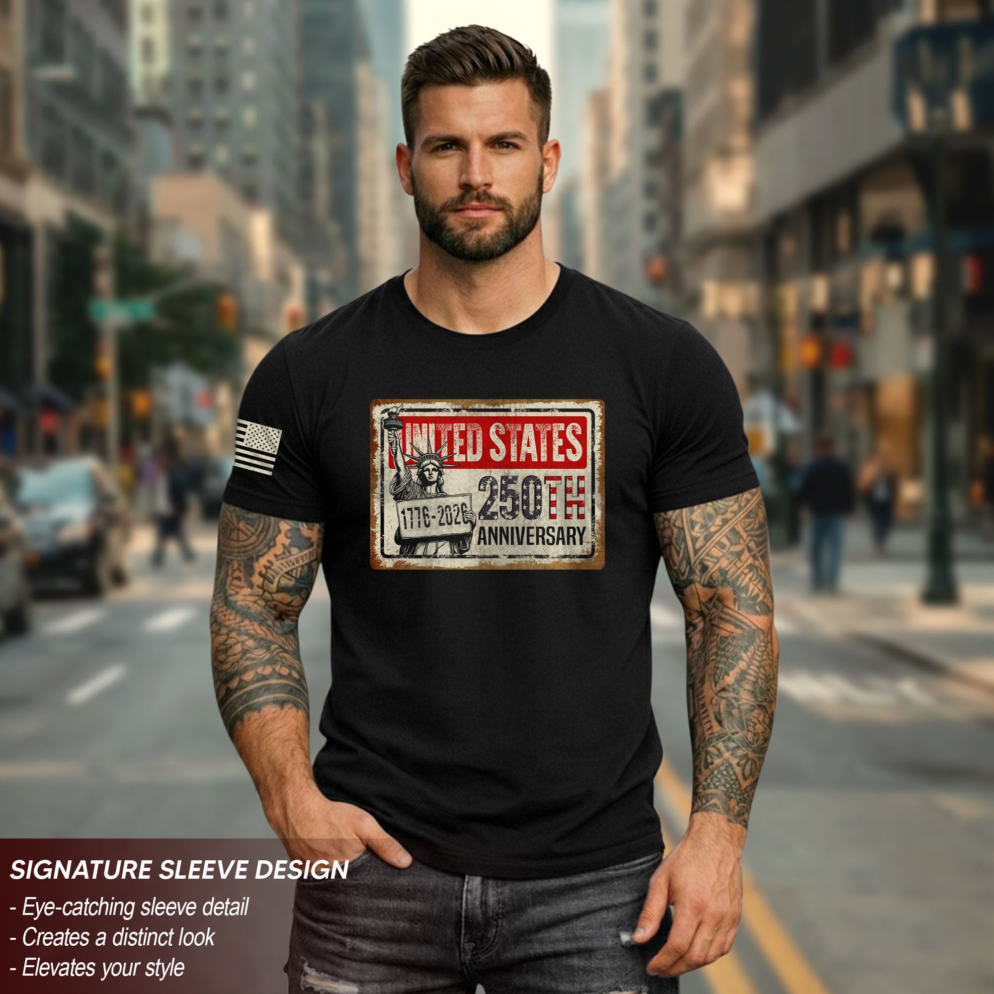 United States 250th Anniversary 250 Years Vintage Sign Shirt Lady Liberty Patriotic