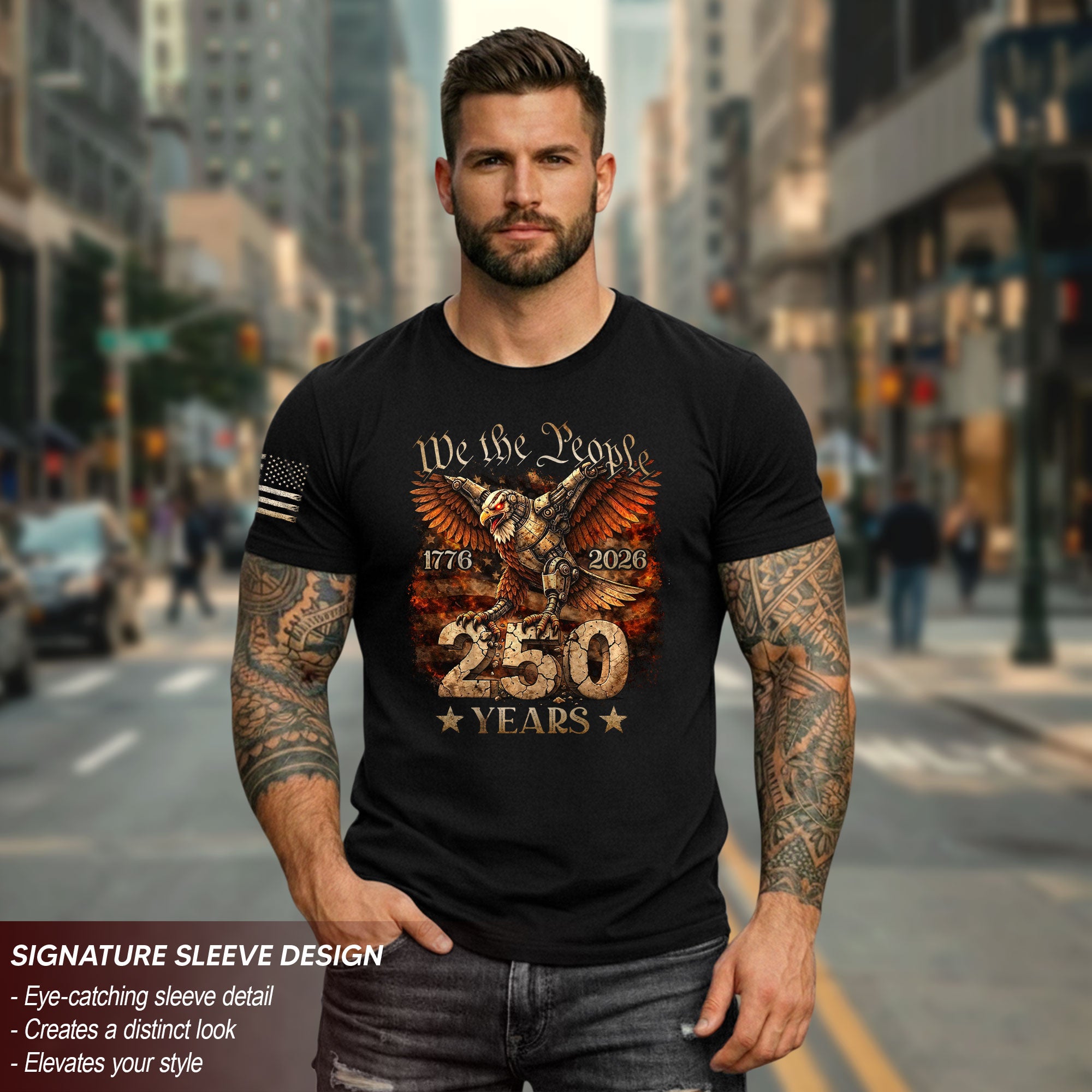 USA 250th Anniversary Semiquincentennial 250 Years Shirt 1776-2026 Mechanical Eagle We The People Mental Strength Patriotic