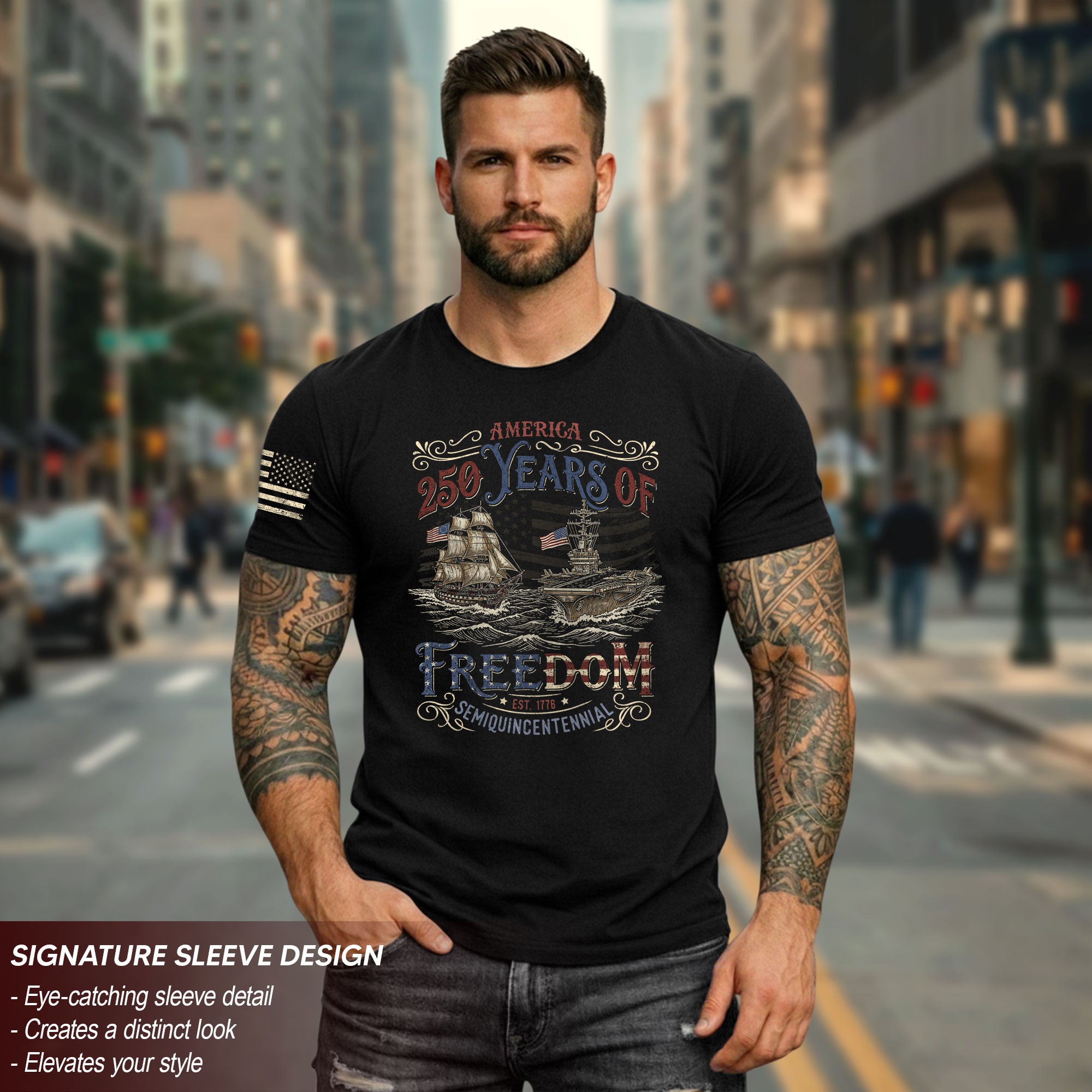 USA Patriotic 250th Anniversary Shirt Freedom Heritage Since 1776