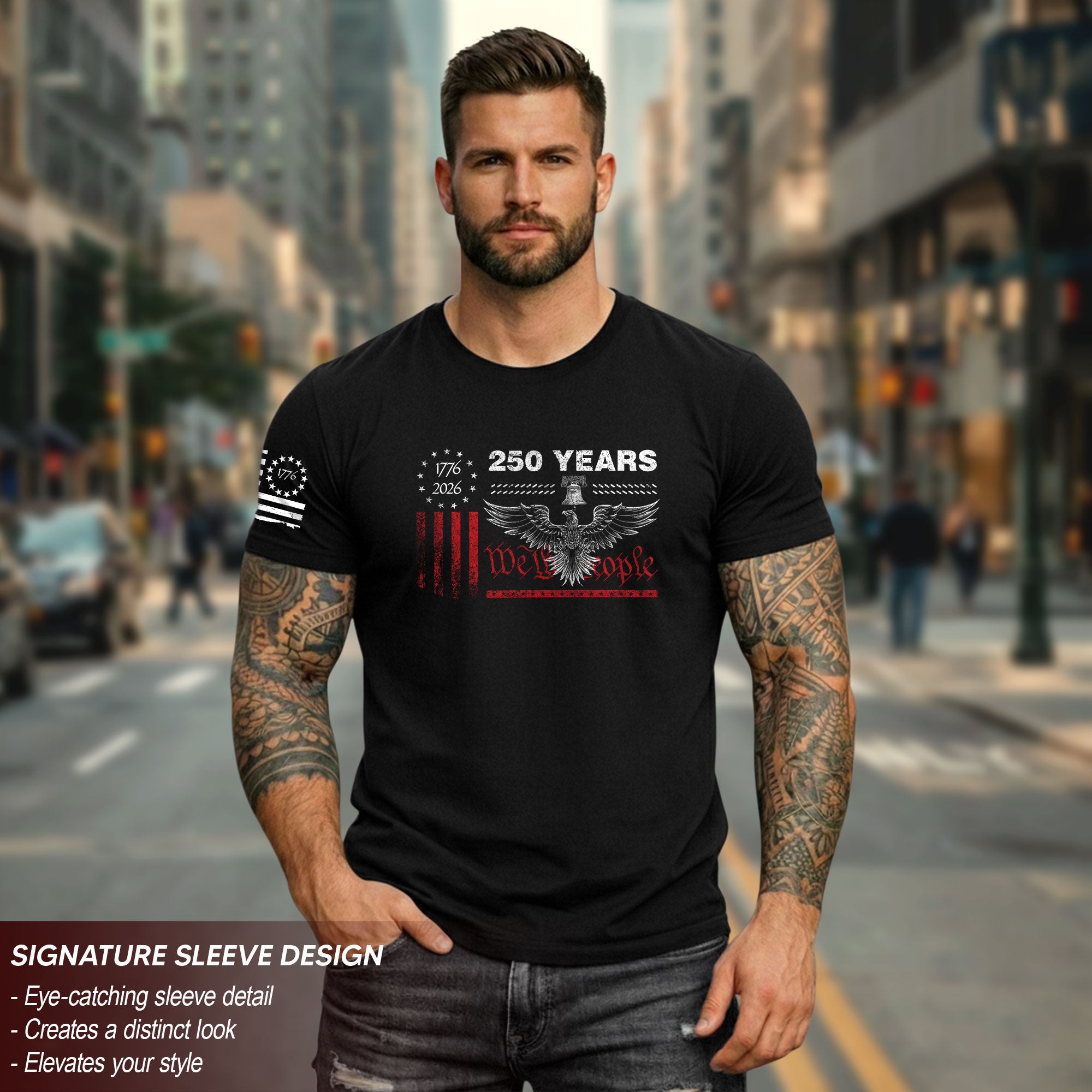 USA 250th Anniversary T-Shirt 250 Years Semiquincentennial 1776-2026 Eagle Liberty Bell Patriotic American Apparel