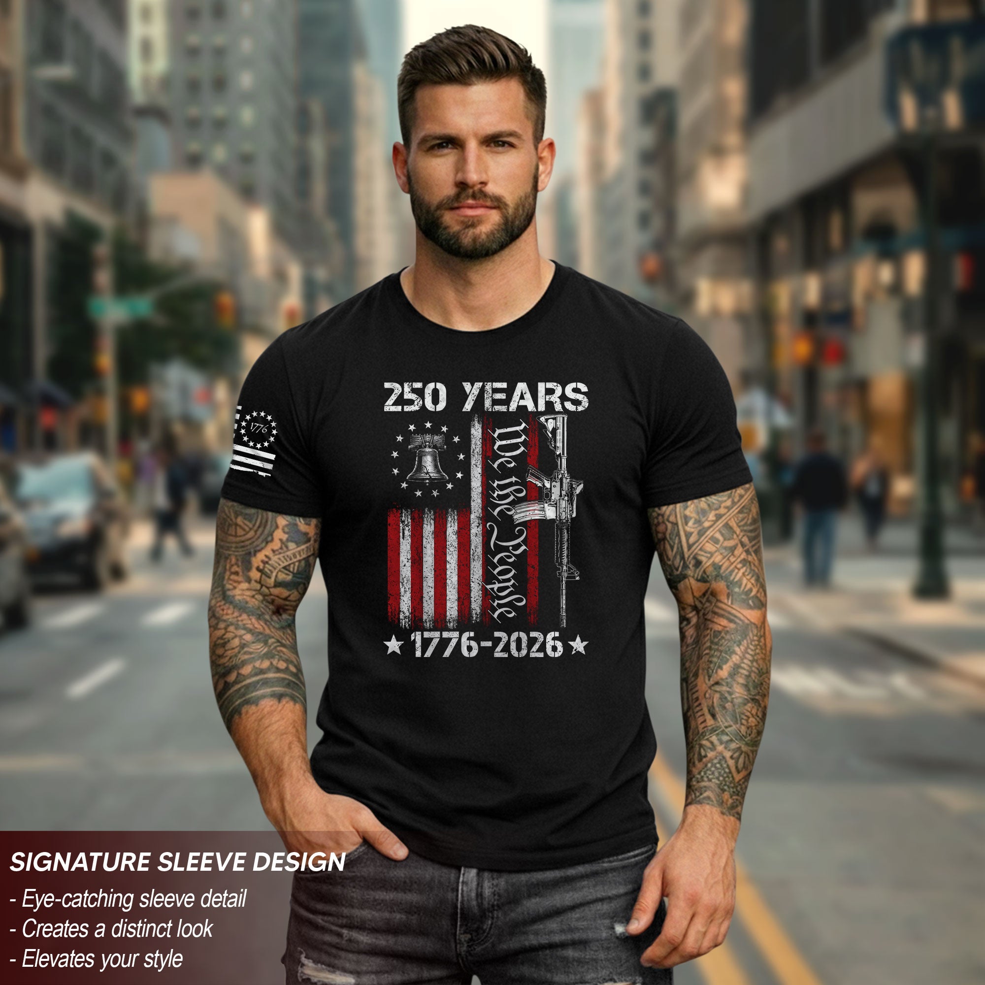 We The People 250th Anniversary T-Shirt 250 Years Semiquincentennial 1776-2026 Liberty Bell Rifle Patriotic