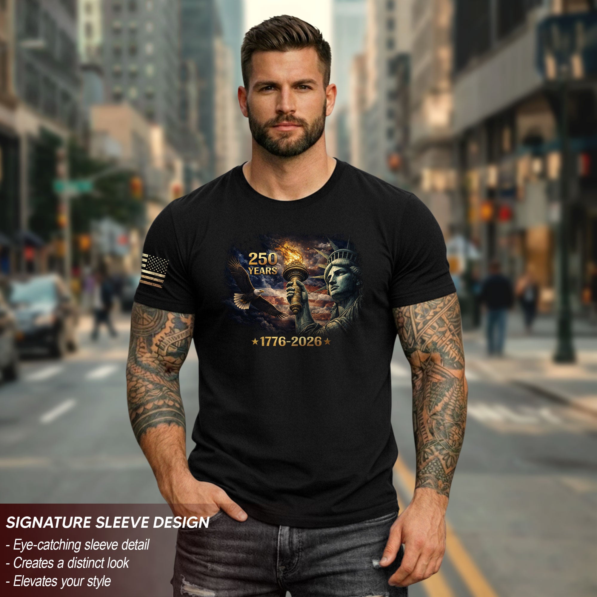 America 250th Anniversary Eagle & Statue of Liberty Freedom Legacy Shirt