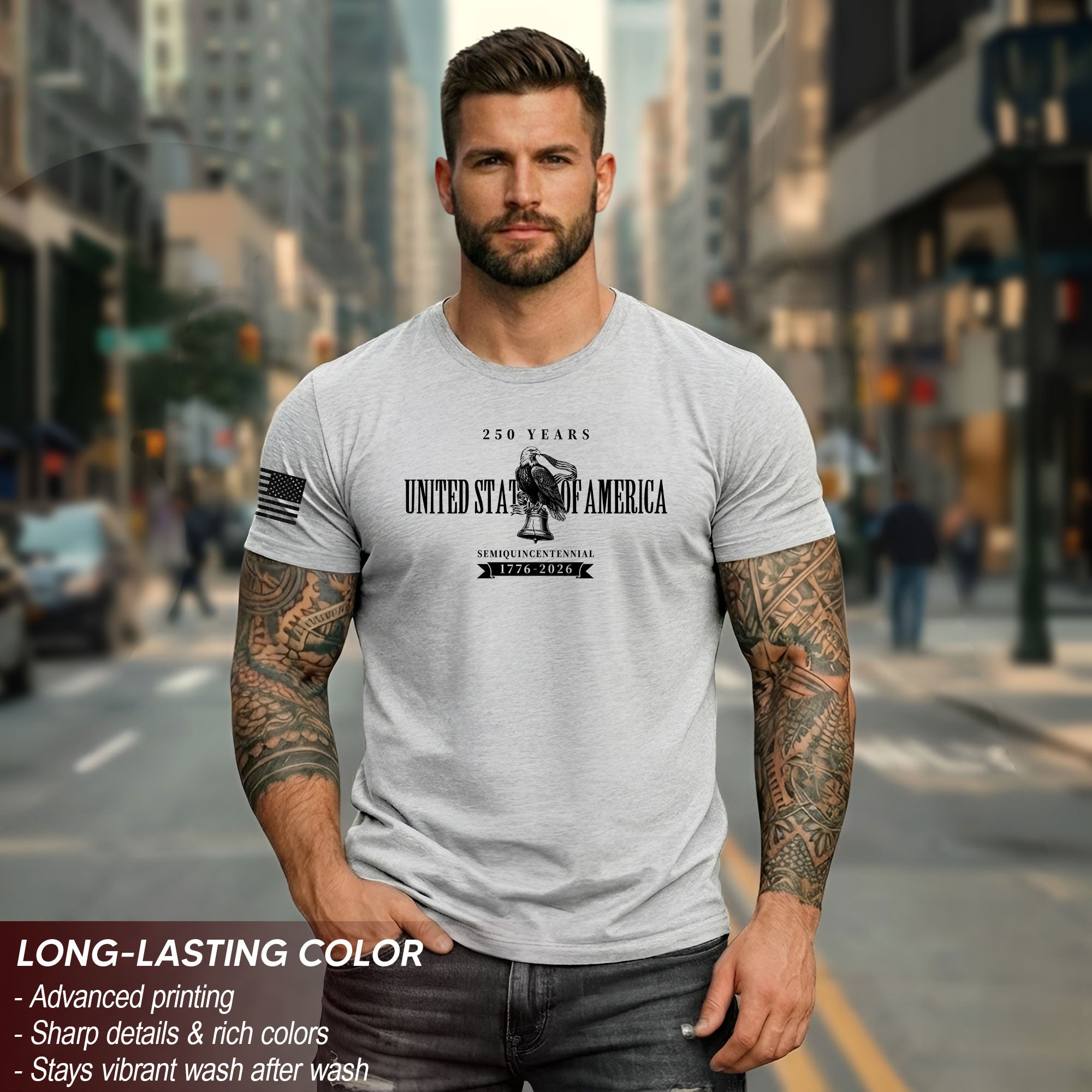 USA 250th Anniversary T-Shirt 250 Years Semiquincentennial 1776-2026 - Patriotic American Eagle & Liberty Bell Men’s Shirt
