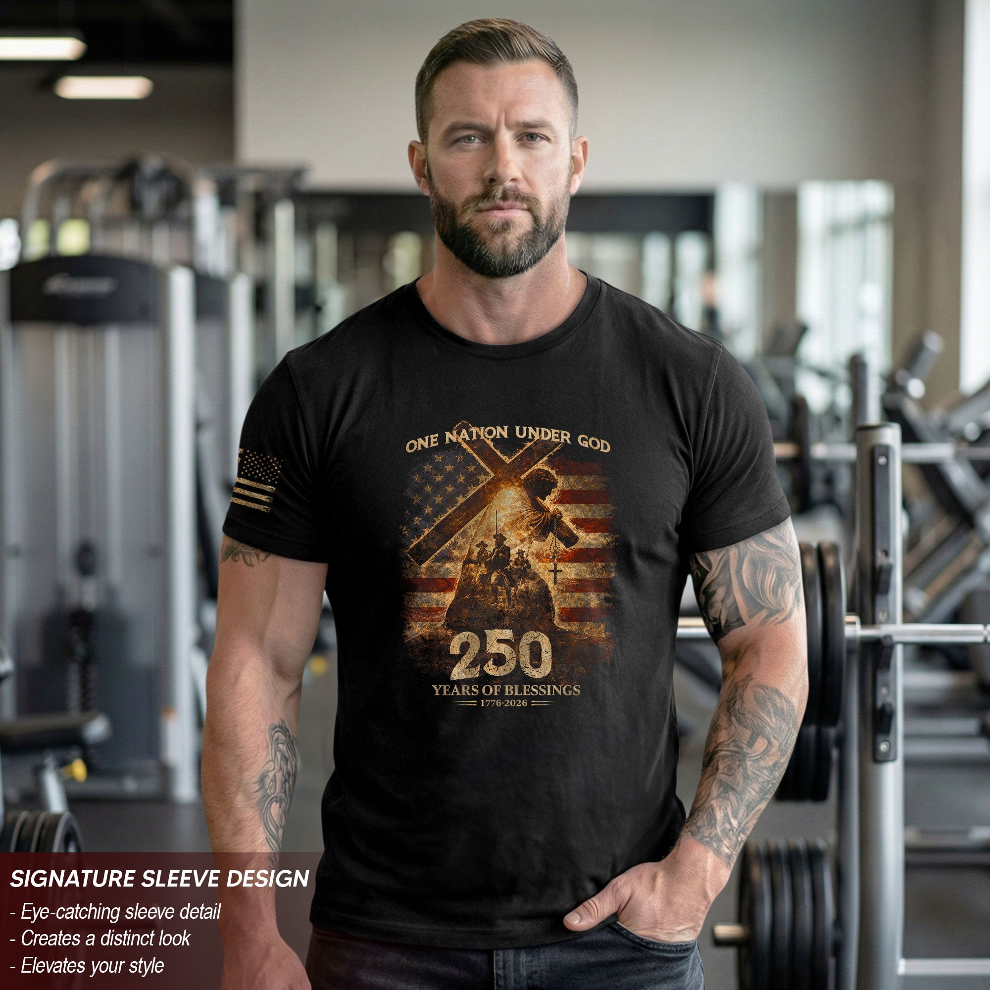 USA 250th Anniversary 1776-2026 Semiquincentennial Shirt – One Nation Under God 250 Years of Blessings Patriotic Christian Tee