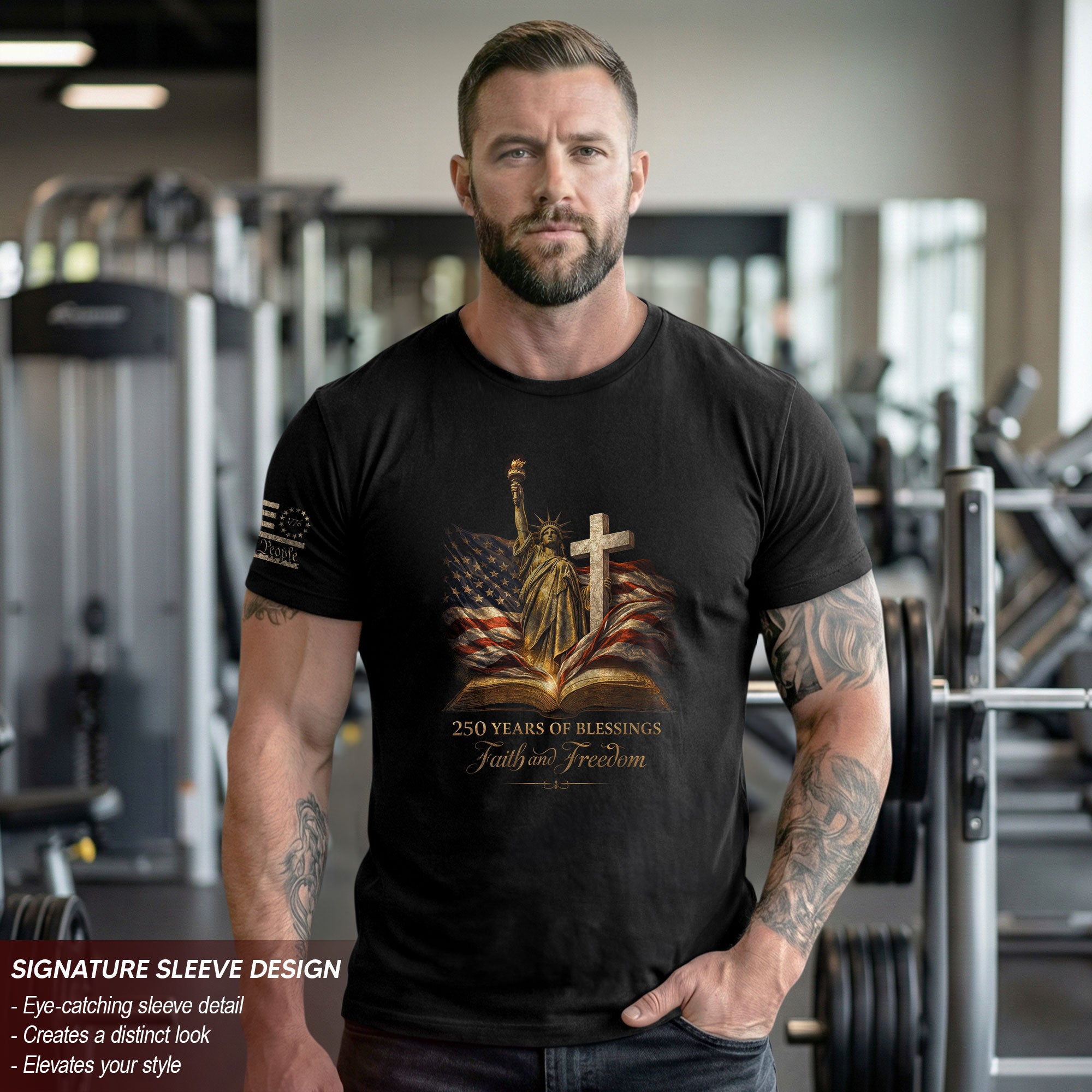 USA Semiquincentennial 250 Years of Blessings Faith and Freedom 1776–2026 Christian Patriotic T-Shirt