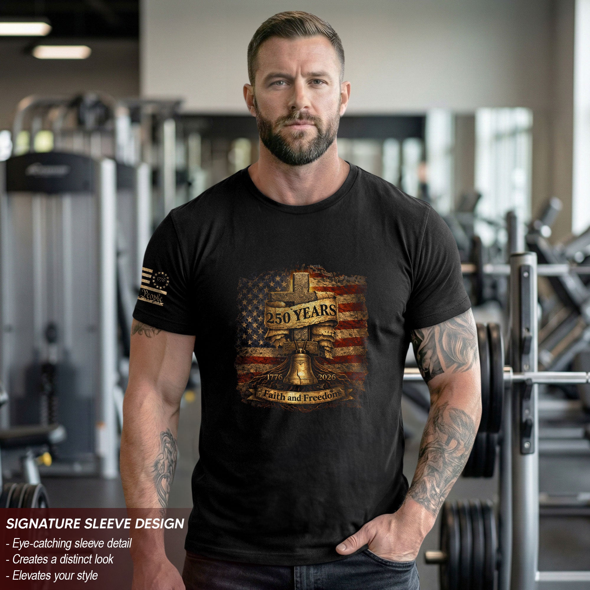 America 250th Anniversary T-Shirt - 1776-2026 Faith and Freedom, Patriotic USA 250 Years Birthday Tee