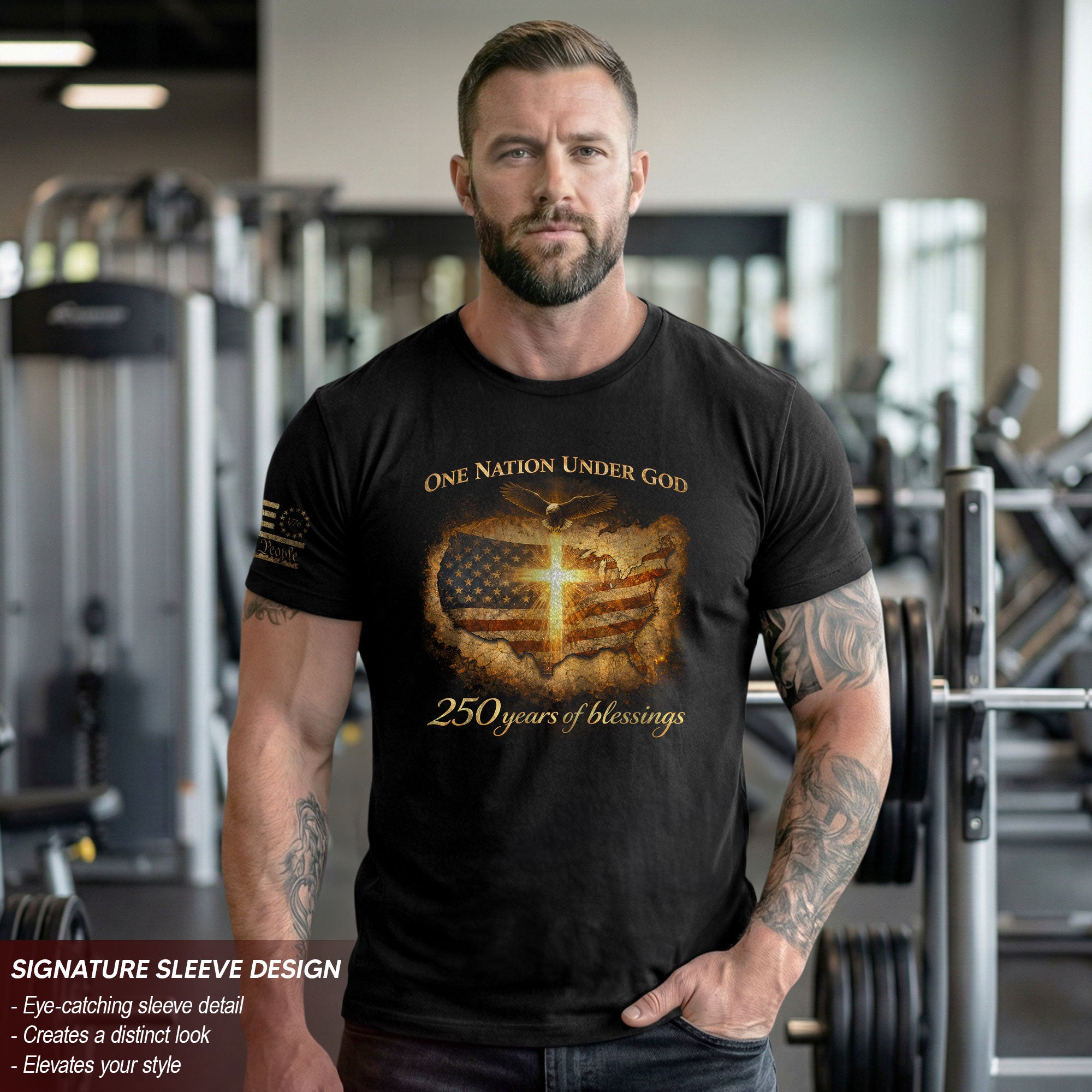 America 250th Anniversary 1776-2026 Shirt – One Nation Under God USA Map & Glowing Cross Semiquincentennial Tee