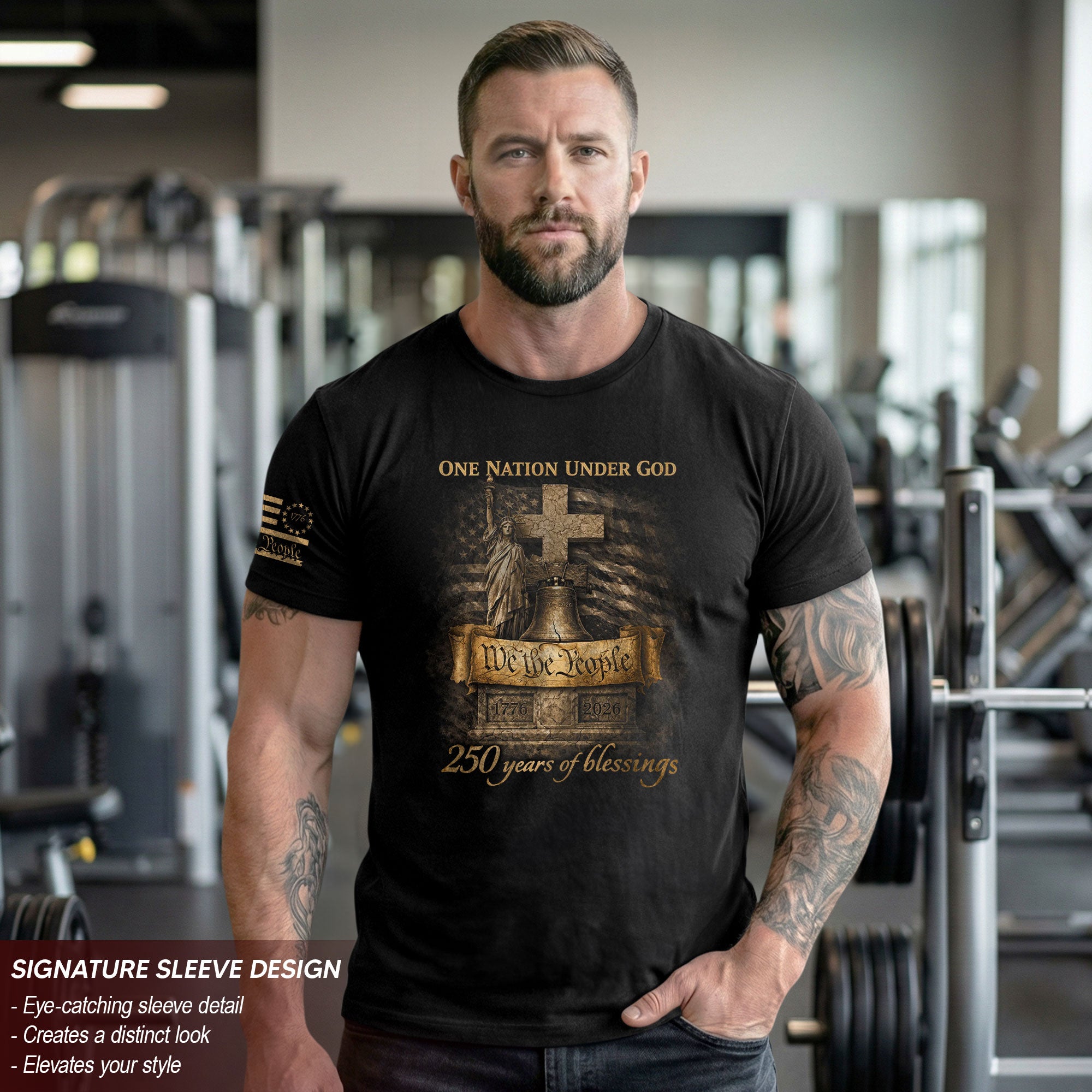 America 250th Anniversary 1776-2026 T-Shirt – 250 Years of Blessings One Nation Under God Semiquincentennial Christian Patriotic Tee