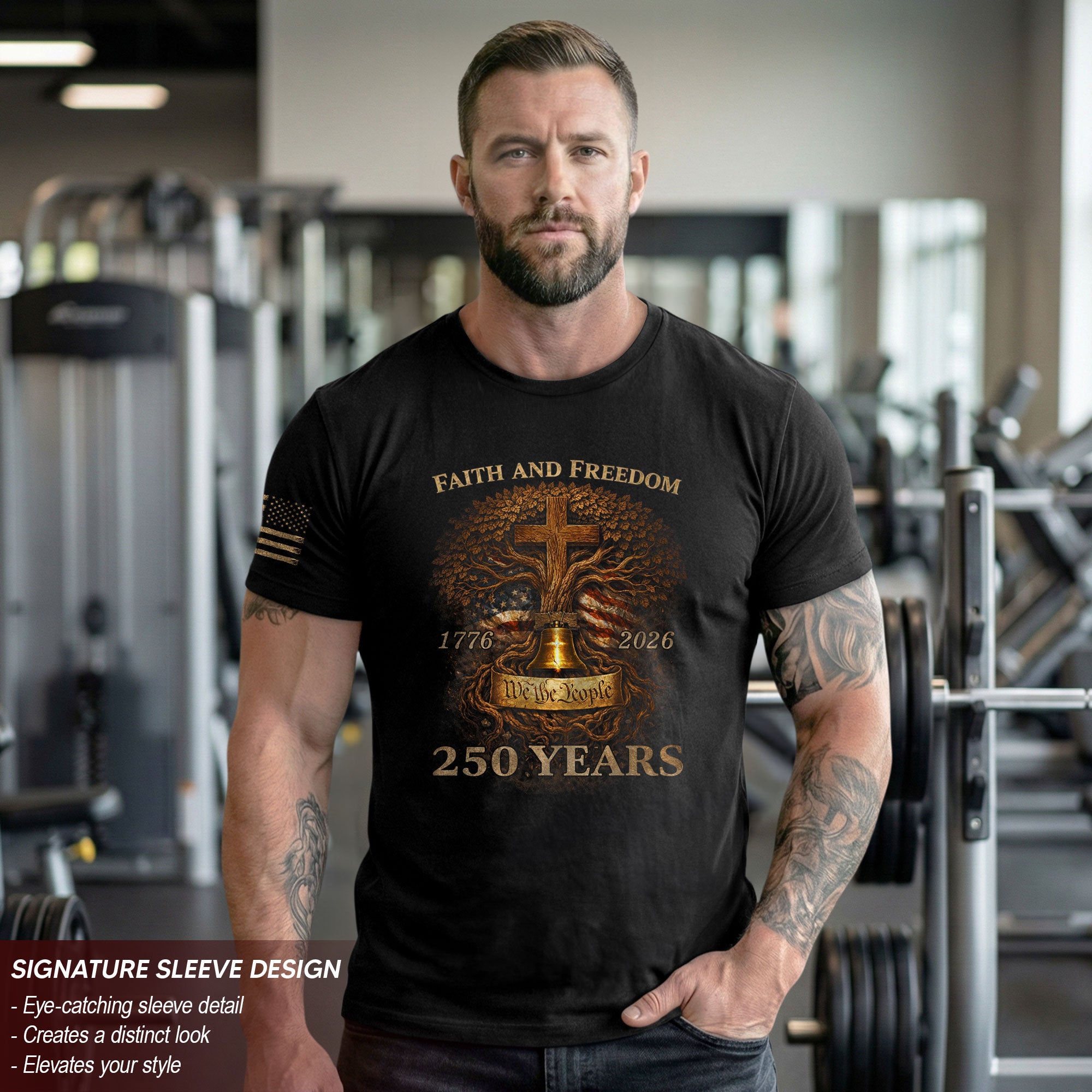 America 250th Anniversary T-Shirt 1776-2026 – Christian Tree of Life Faith & Freedom Tee