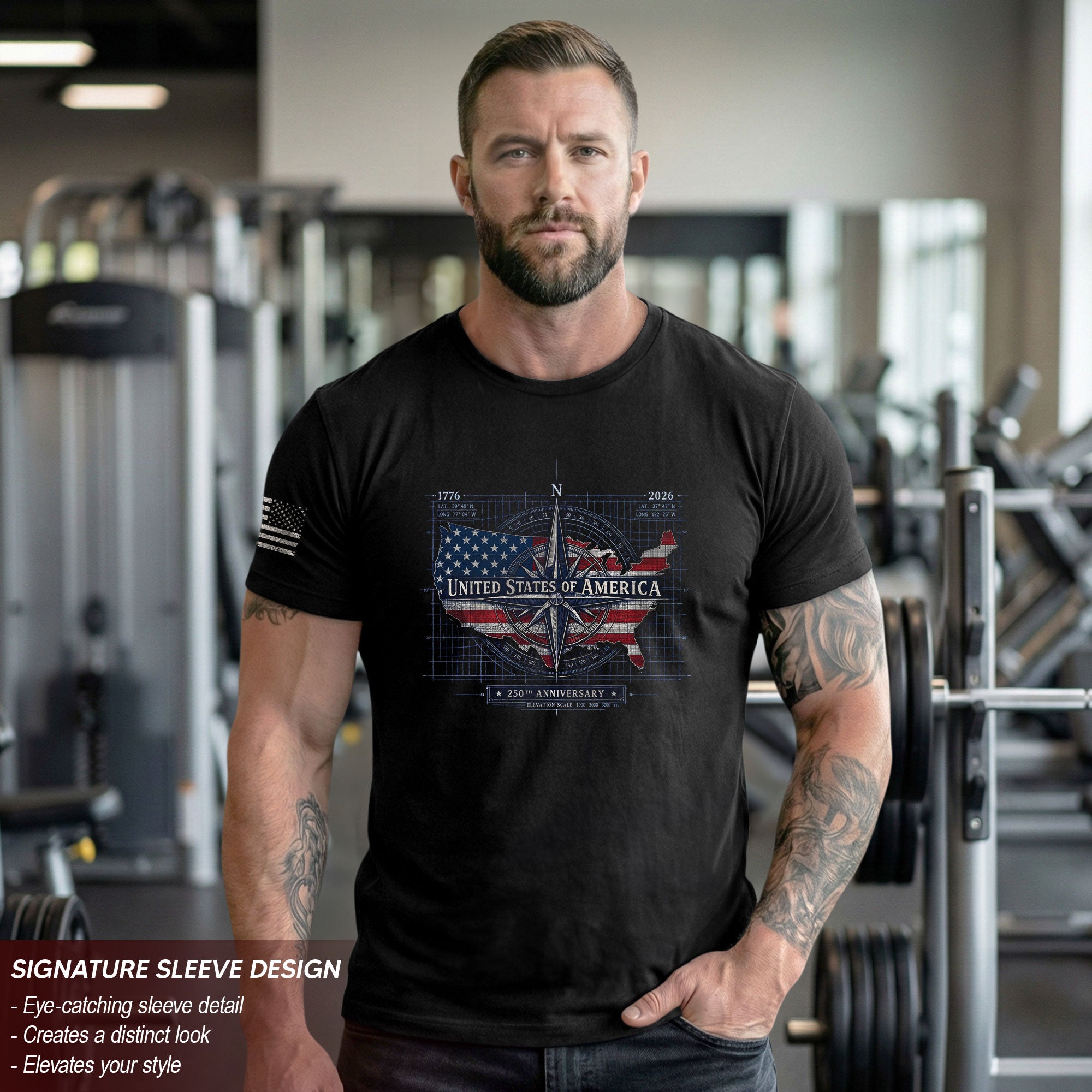 250th Anniversary USA Shirt 1776-2026 – Patriotic US Flag Freedom Tee, American Birthday Mens T-Shirt