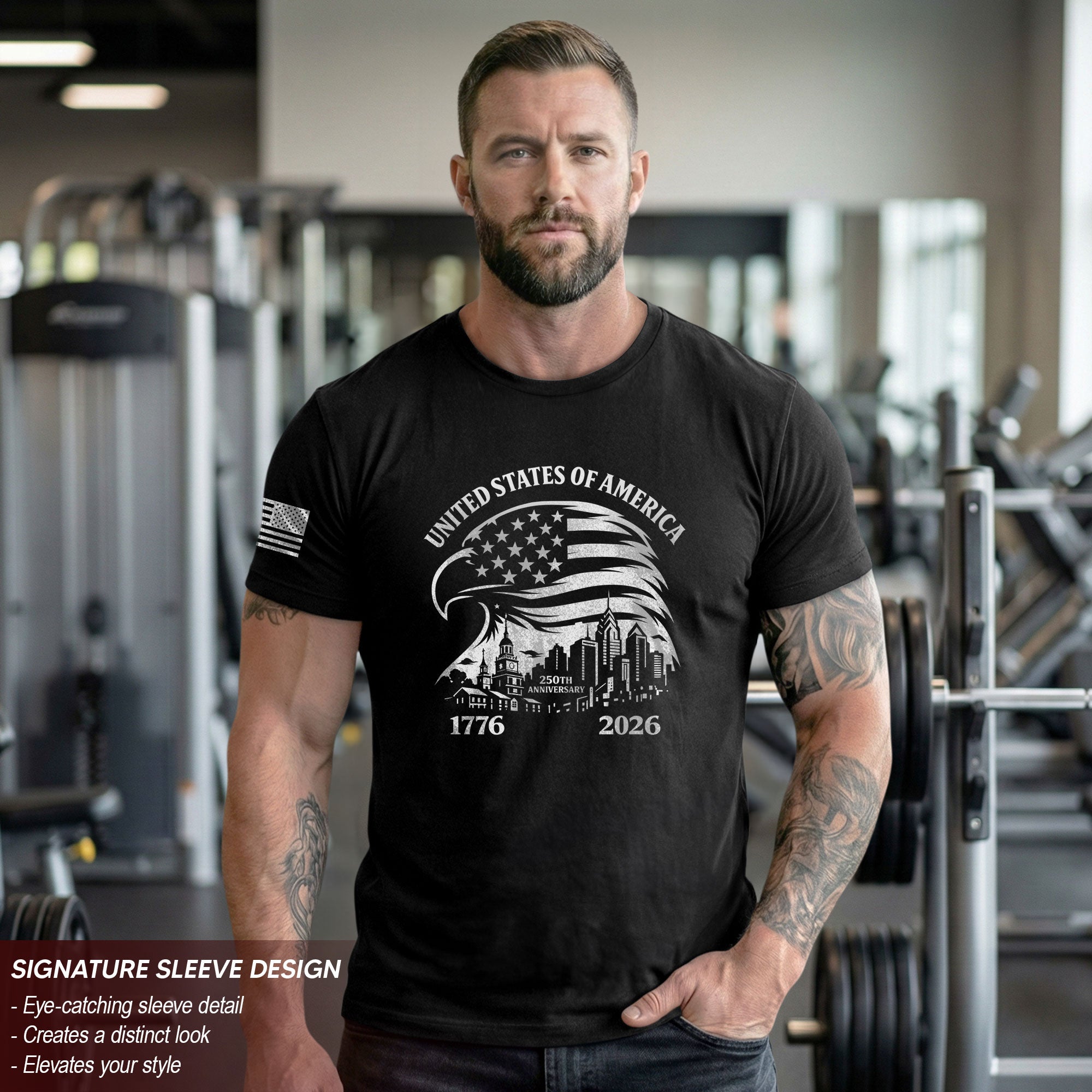 USA 250th Anniversary 1776-2026 T-Shirt – Eagle & American Flag Patriotic Freedom Mens Shirt