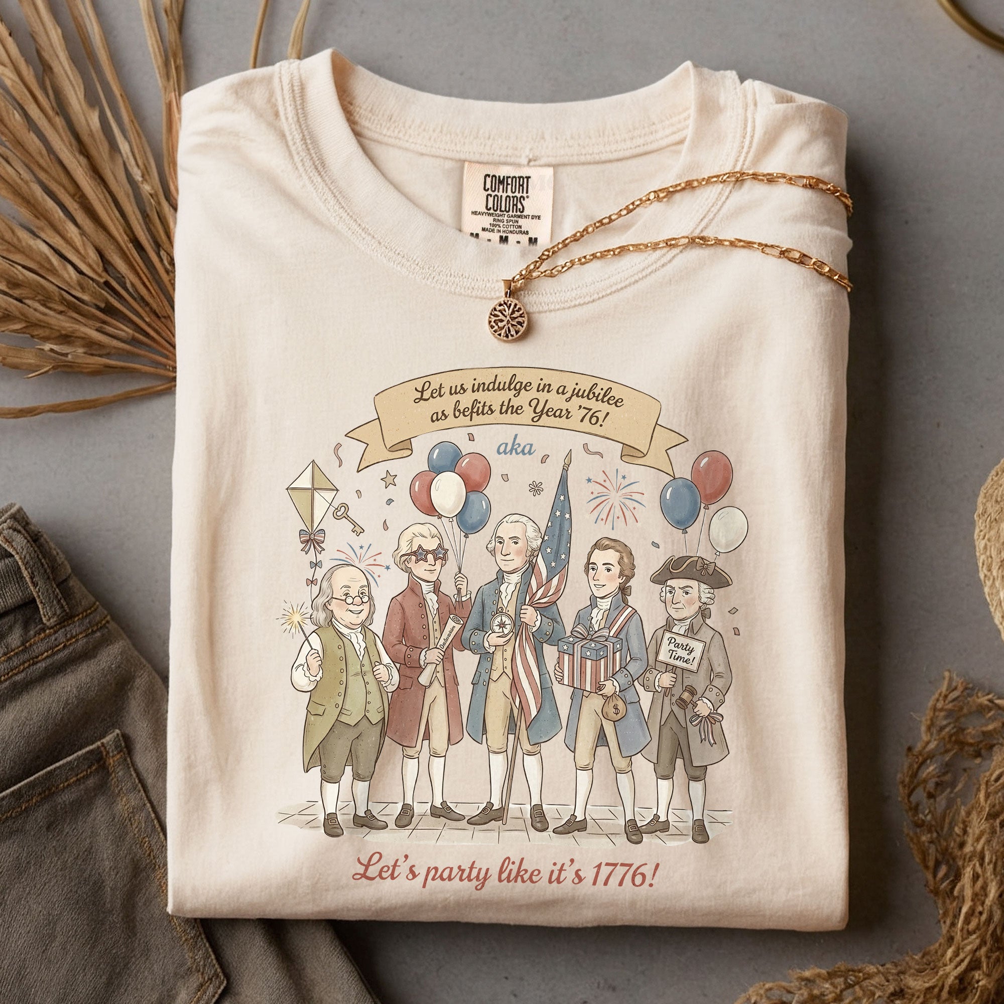 Vintage Funny Founding Fathers Shirt Let's Party Like It's 1776 Patriotic
