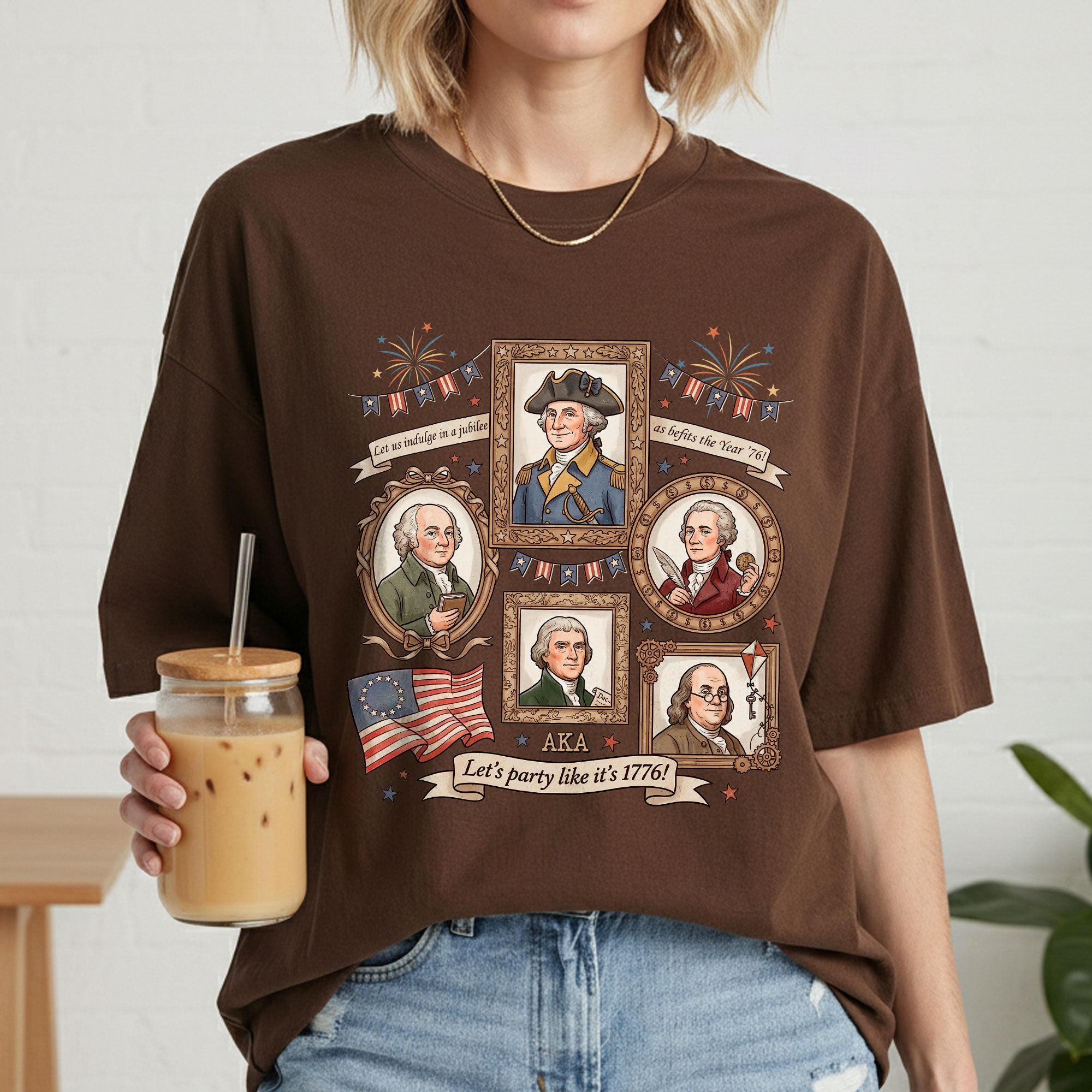 1776 Patriotic Founding Fathers Shirt Vintage USA History Let’s Party