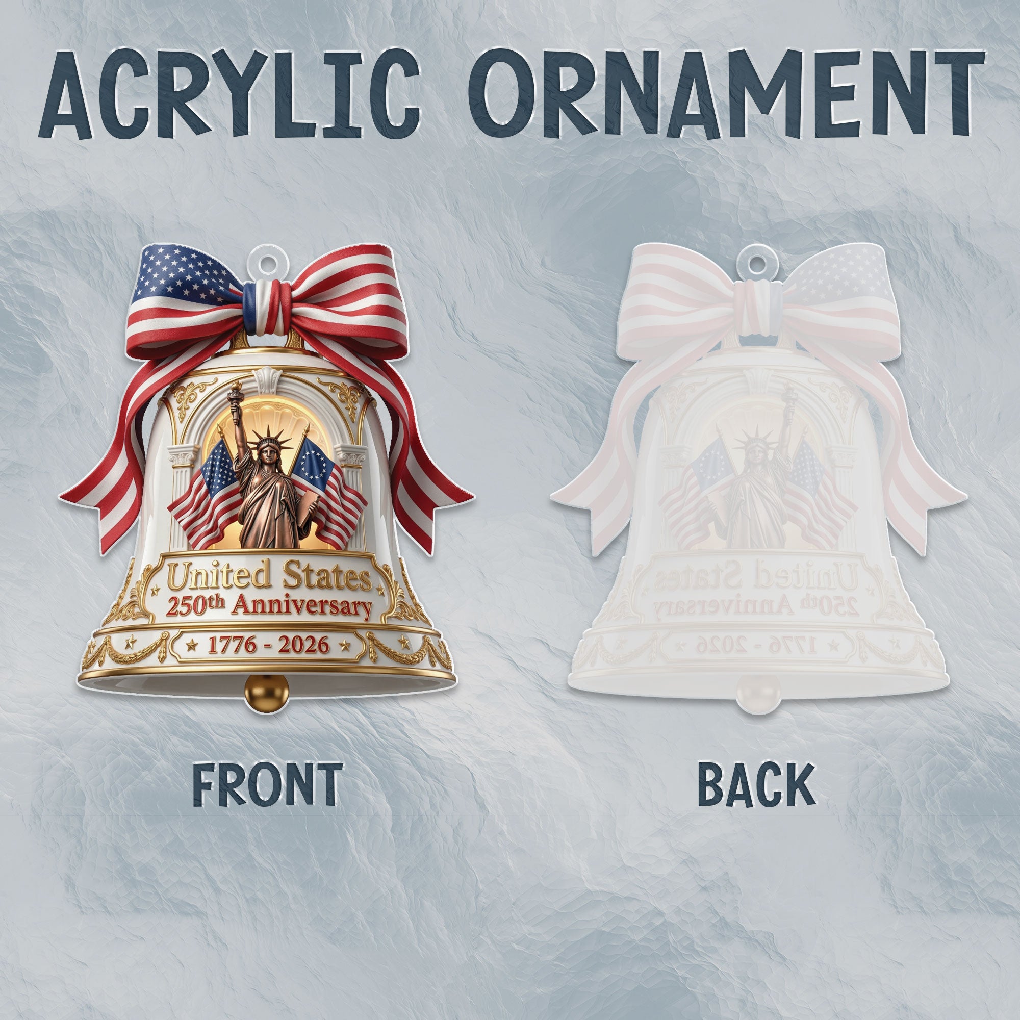 250th Anniversary U.S. Acrylic Ornament – Statue of Liberty with Flags, 2026 Commemorative Decoration