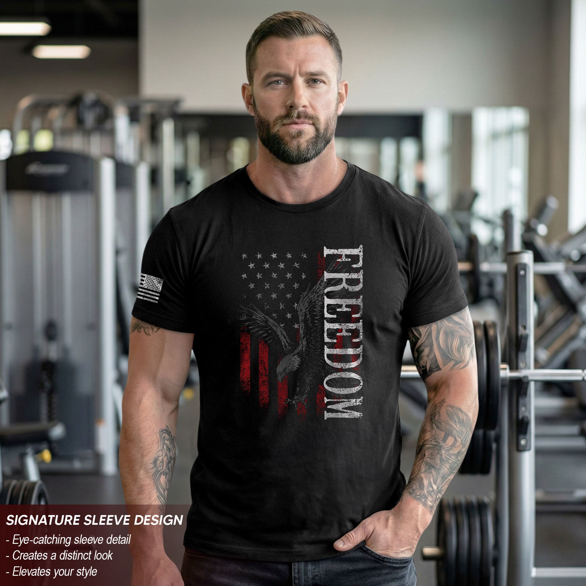 Freedom 2D Shirt Eagle American Flag Patriotic Graphic USA Vintage Style Tee