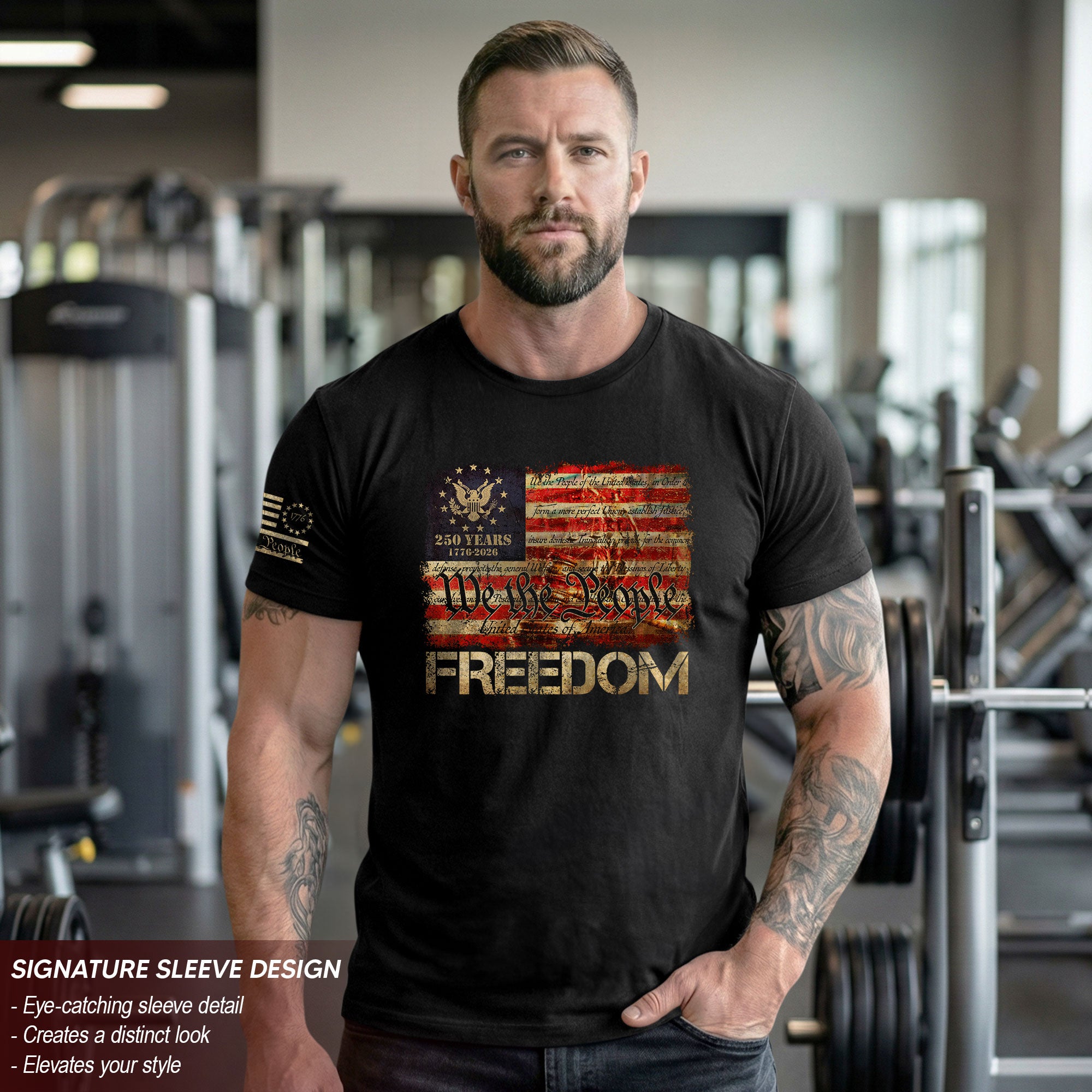 T-Shirt 2D Freedom We The People American Flag Constitution Patriotic Eagle Men Women Tee