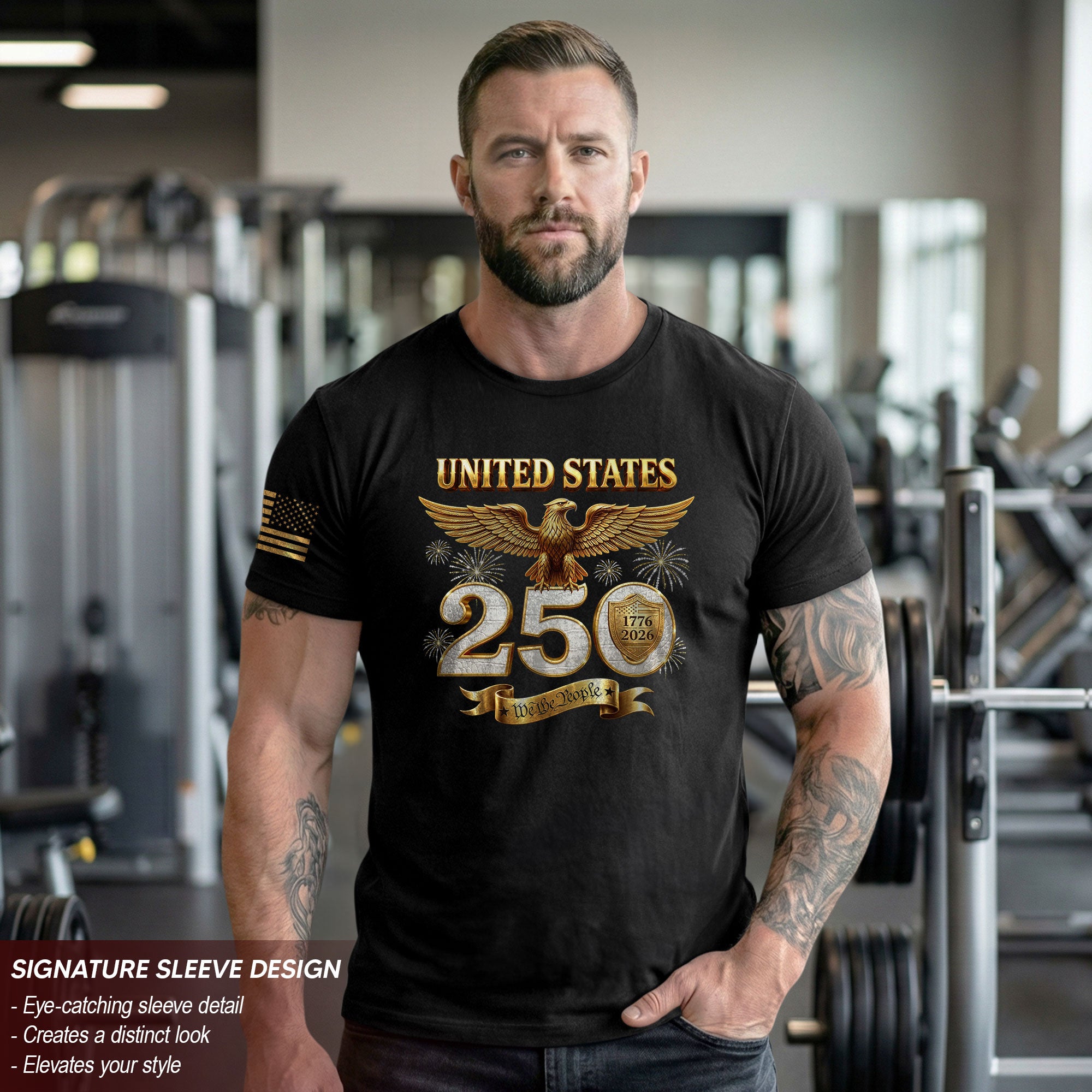 Patriotic 250 Years T-Shirt 1776-2026 - United States Golden Eagle Anniversary Shirt