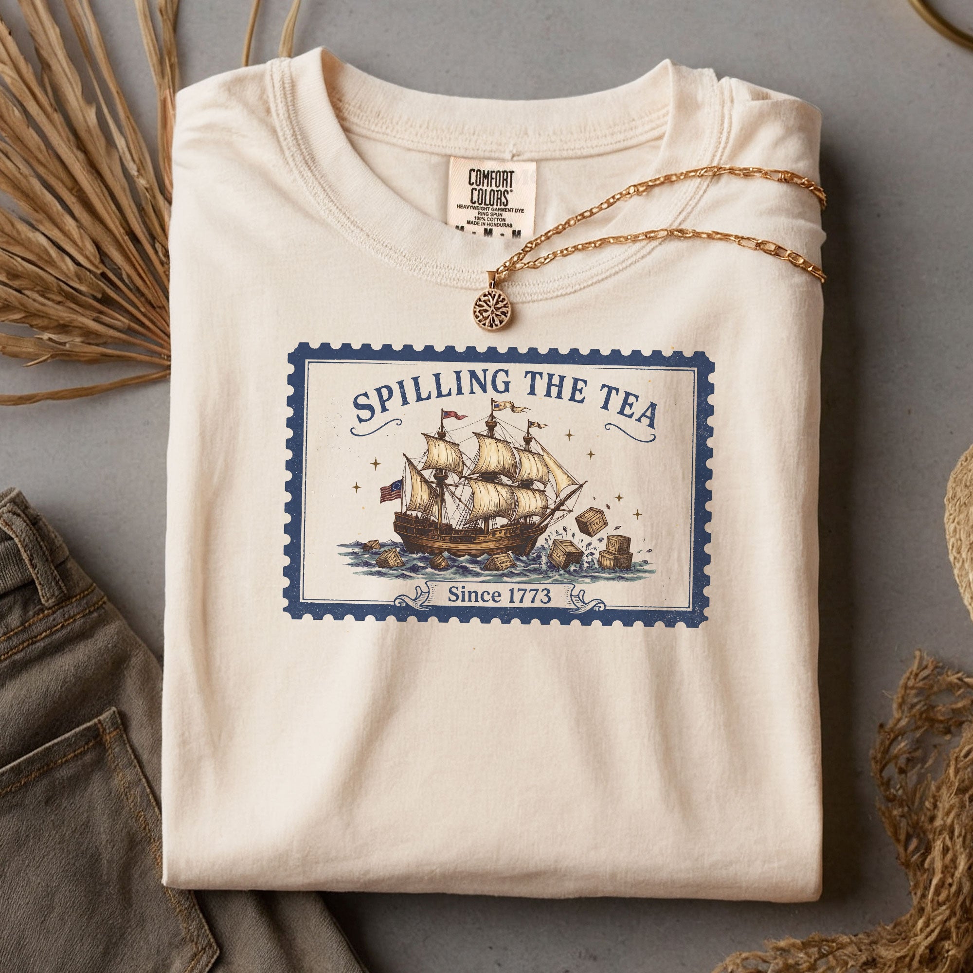Spilling The Tea Since 1773 Shirt Vintage Postage Stamp Tee Boston Tea Party Tshirt