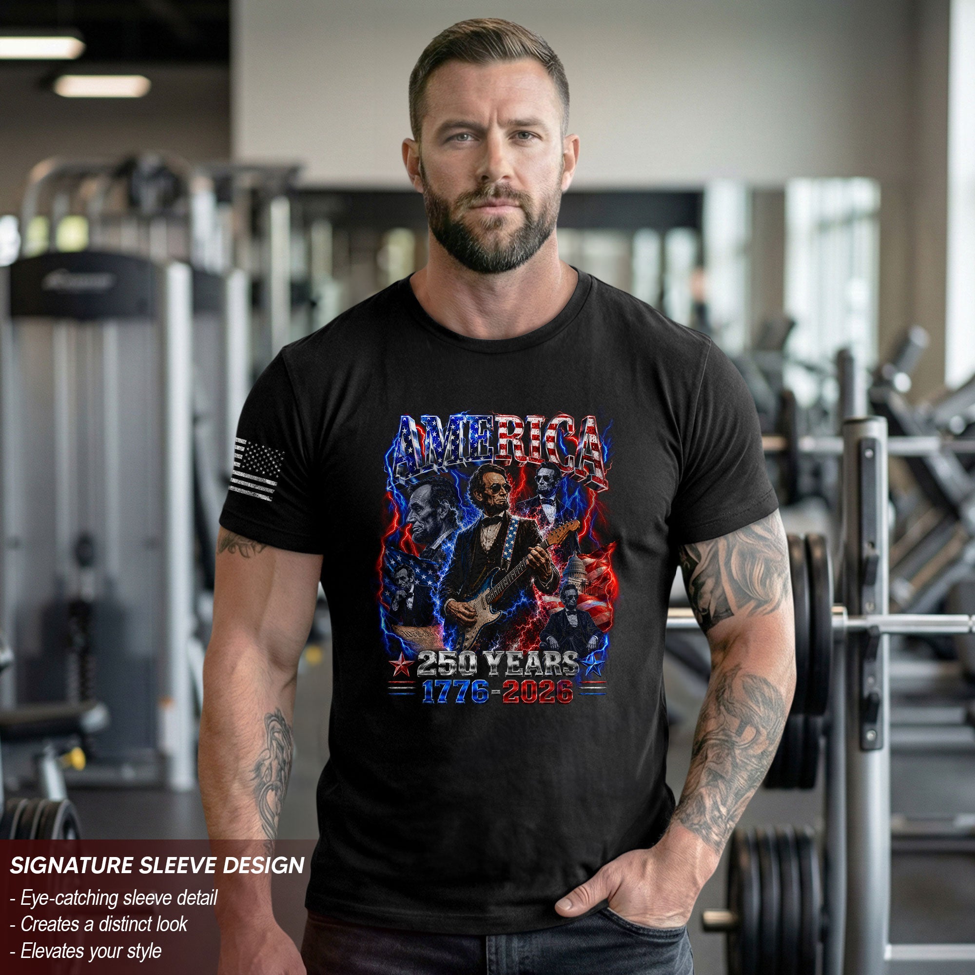 Abraham Lincoln Guitar Shirt Patriotic 1776 2026 American Pride Tee