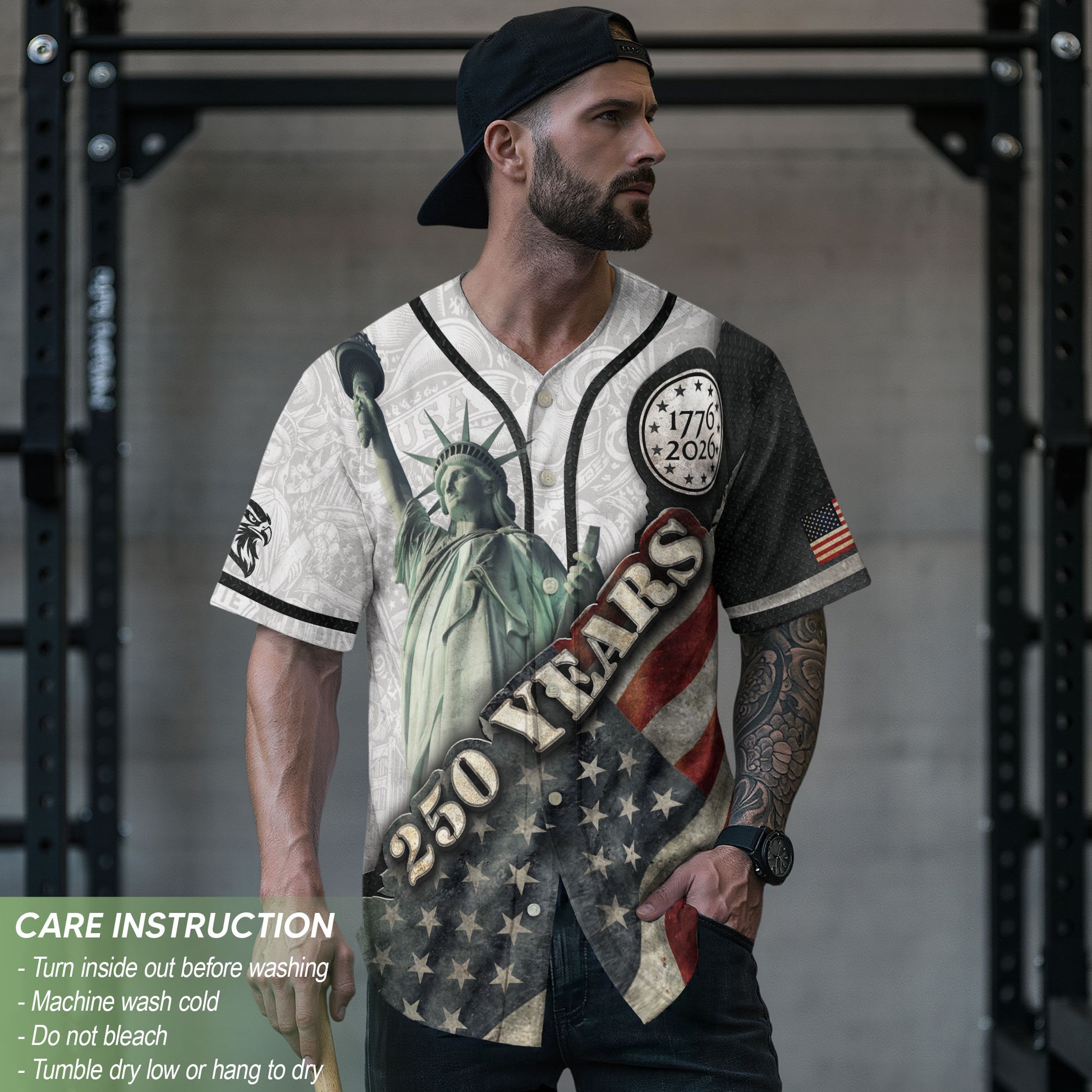 250 Years America Baseball Jersey Vintage Patriotic 1776 2026 American Pride - Rust Field Wear