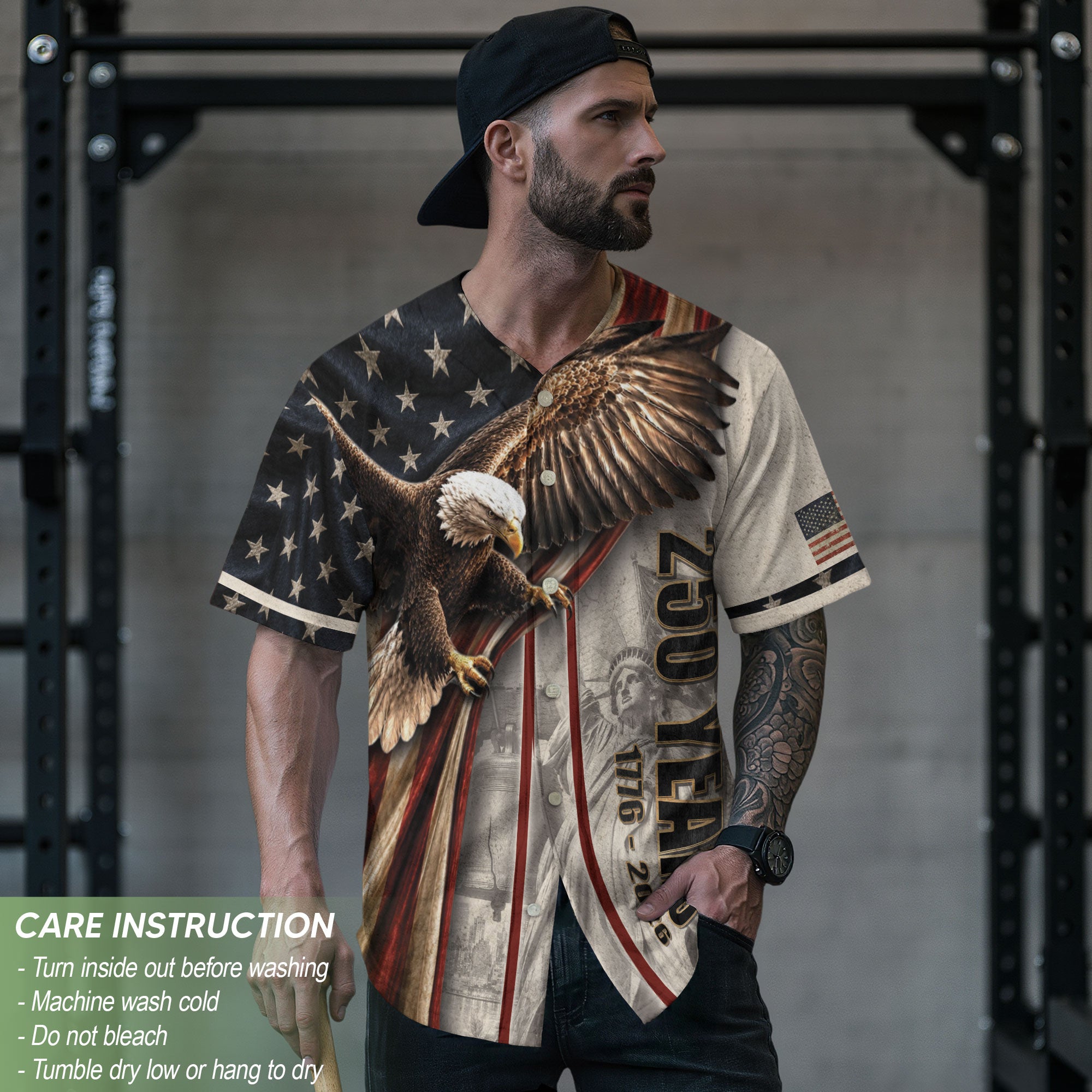 America Baseball Jersey 250 Years 1776-2026 Flying Eagle Patriotic Statue Of Liberty - Rust Field Wear