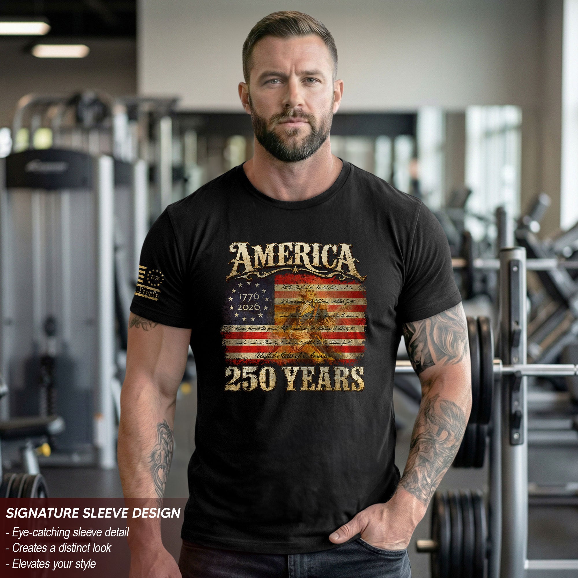 Constitution George Washington Guitar Shirt 1776-2026 Patriotic Graphic Tee Anniversary