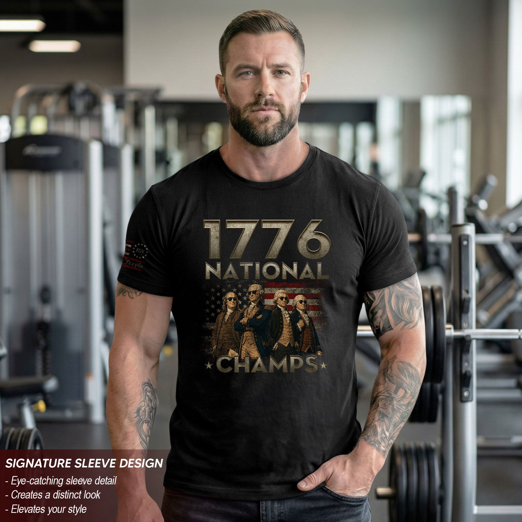 1776 National Champs Shirt Retro Independence Day American Pride Men Cool Graphic Tee
