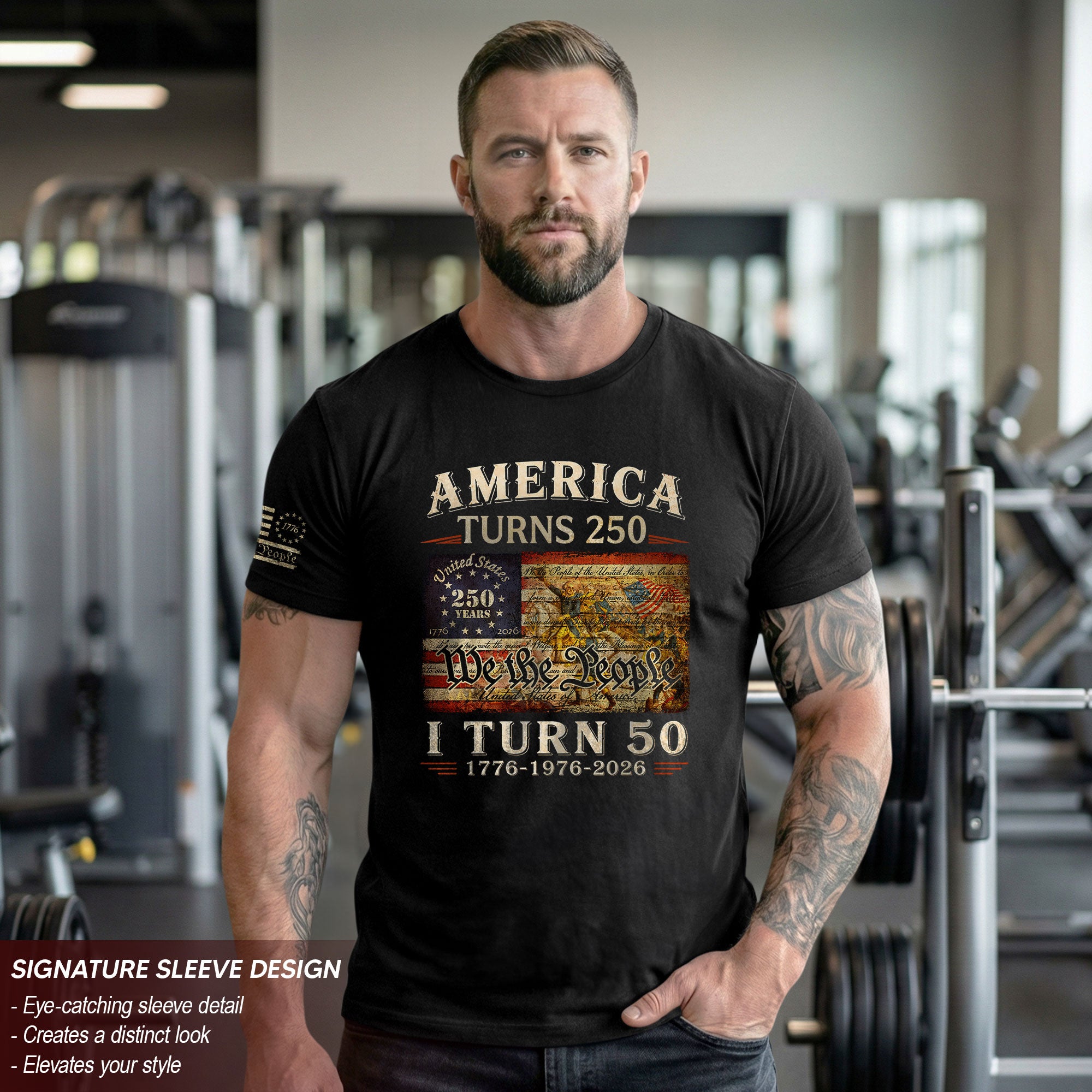 Golden 50th Birthday Shirt Patriotic Historical Art T-Shirt Gift Born in 1976 2026