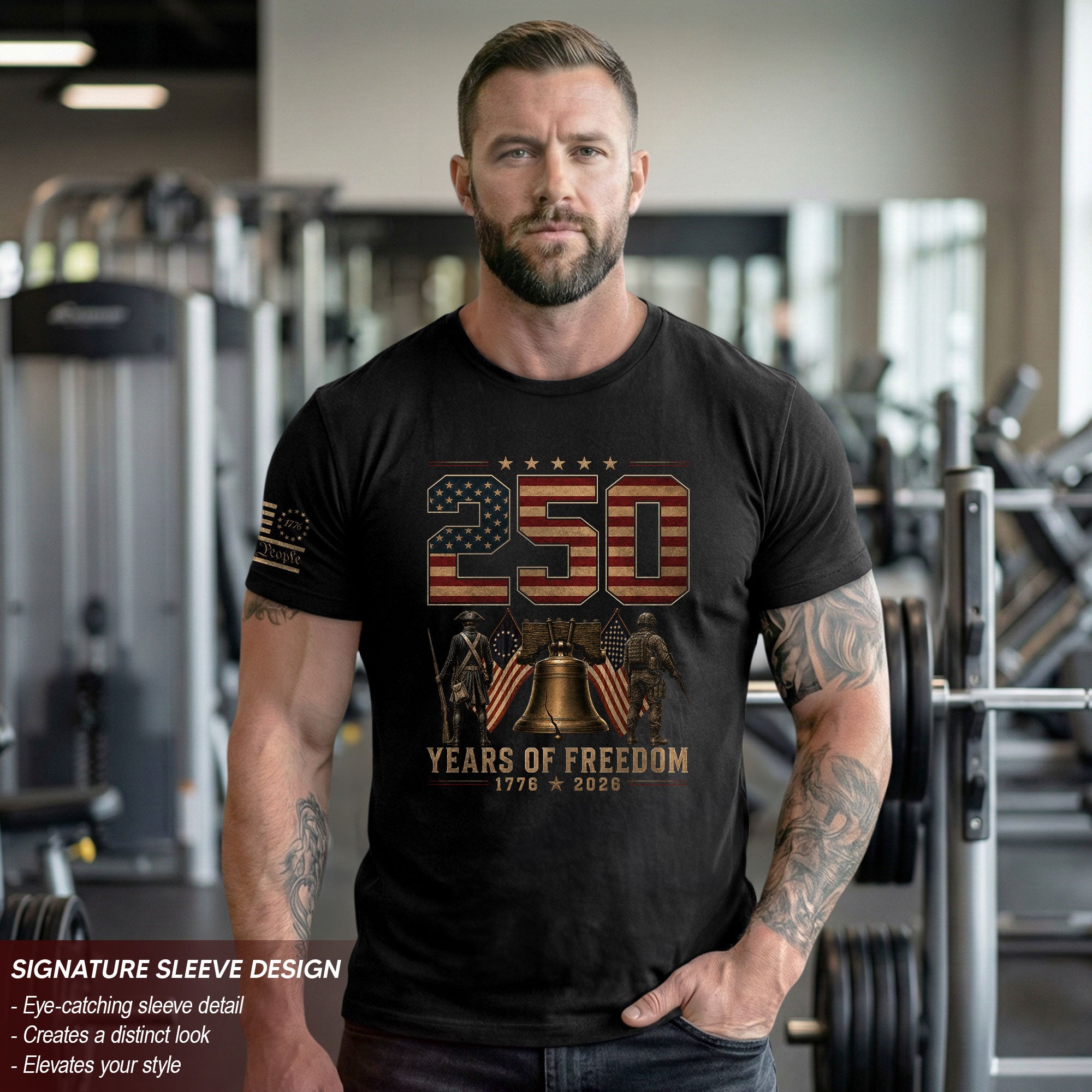 250 Years Of Freedom Tee - Historic Liberty Bell Patriotic Soldier Cotton Shirt