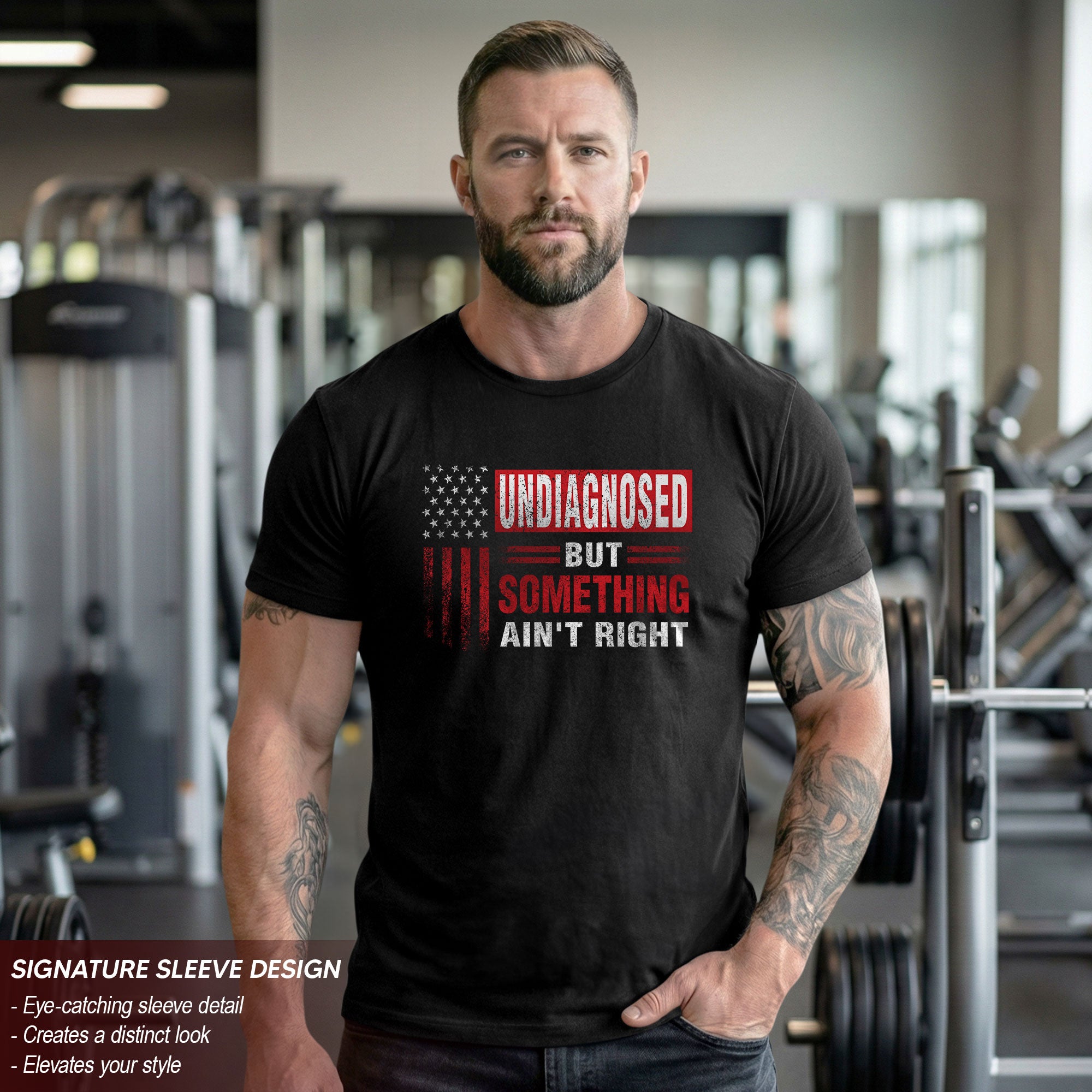 Undiagnosed But Something Ain't Right T-Shirt Patriotic American Flag Distressed Tee