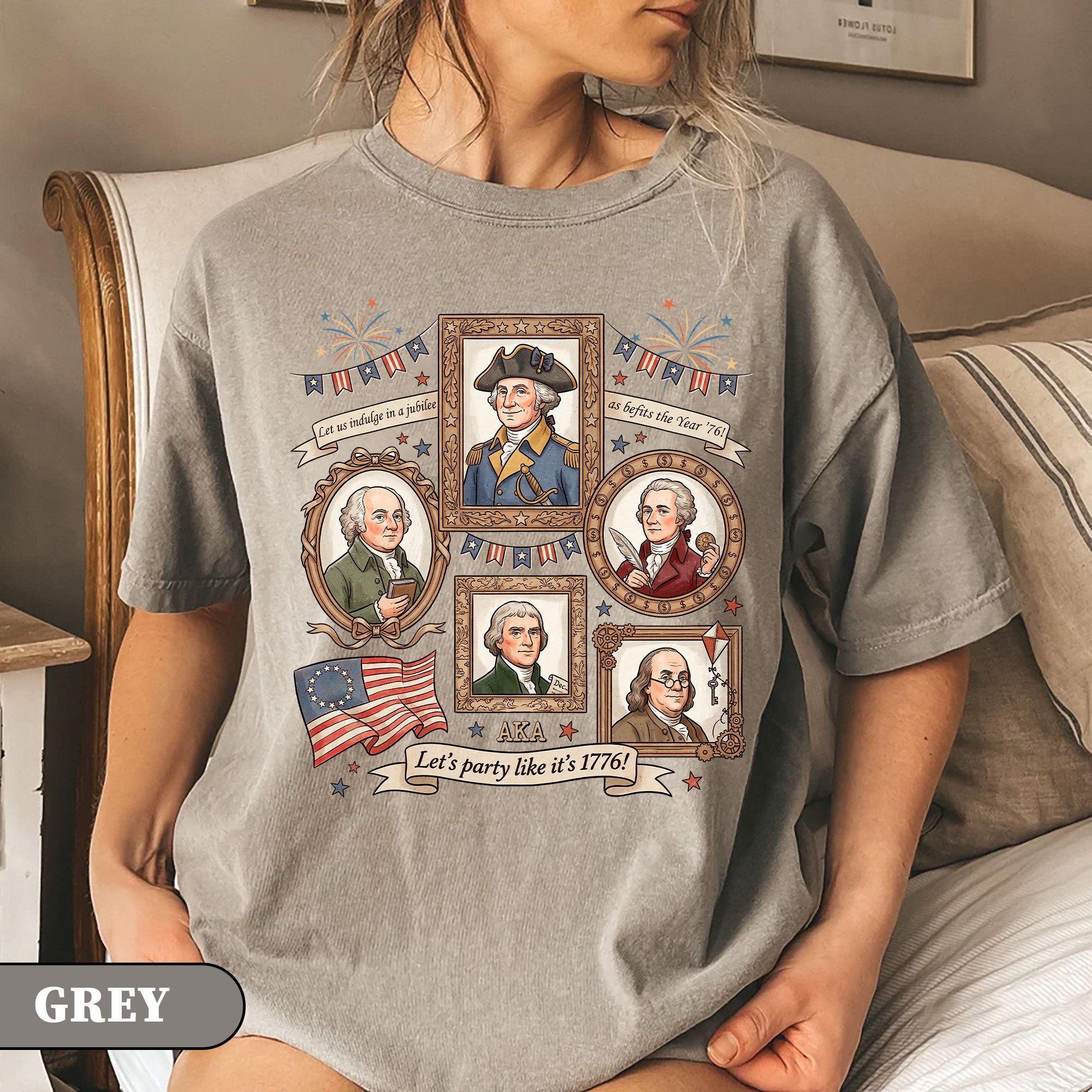 1776 Patriotic Founding Fathers Shirt Vintage USA History Let’s Party
