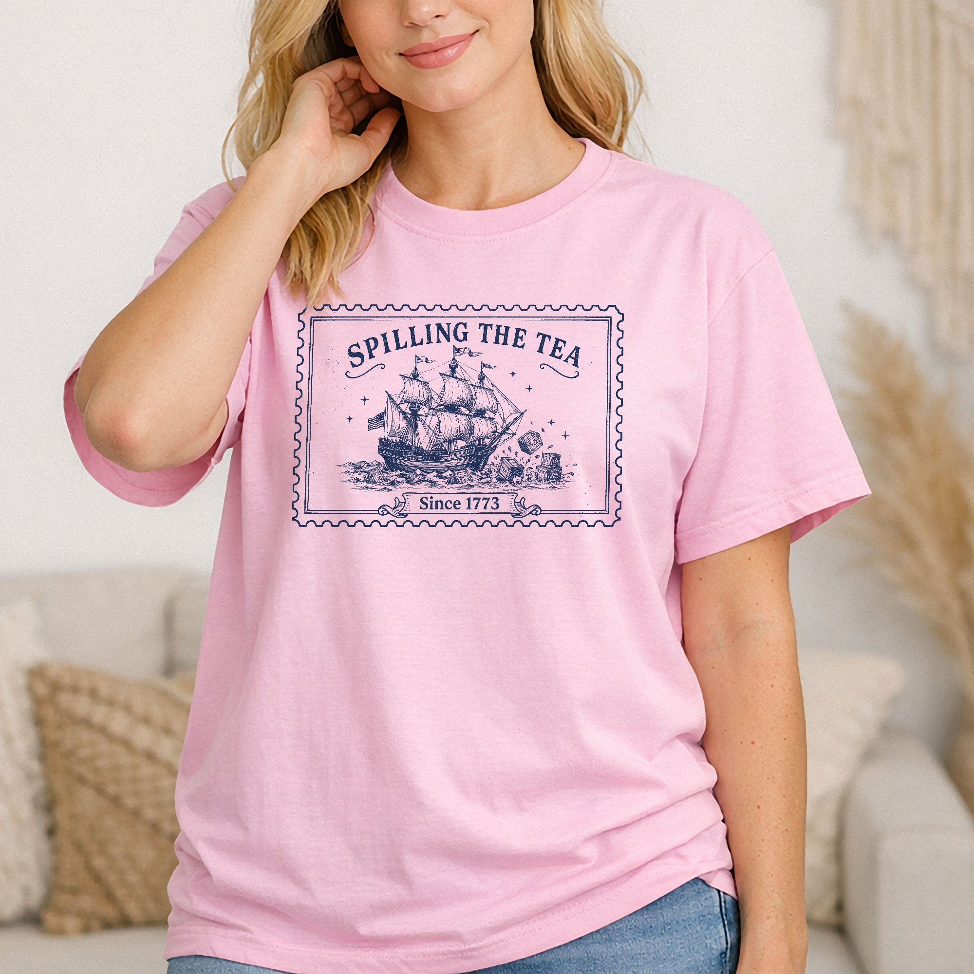 Spilling The Tea Since 1773 Shirt Vintage Boston Tea Party Stamp Tee Retro History