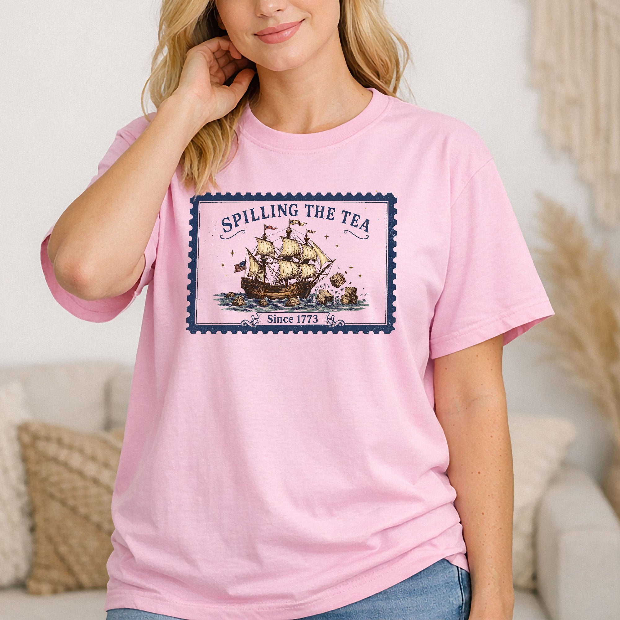 Spilling The Tea Since 1773 Shirt Vintage Postage Stamp Tee Boston Tea Party Tshirt