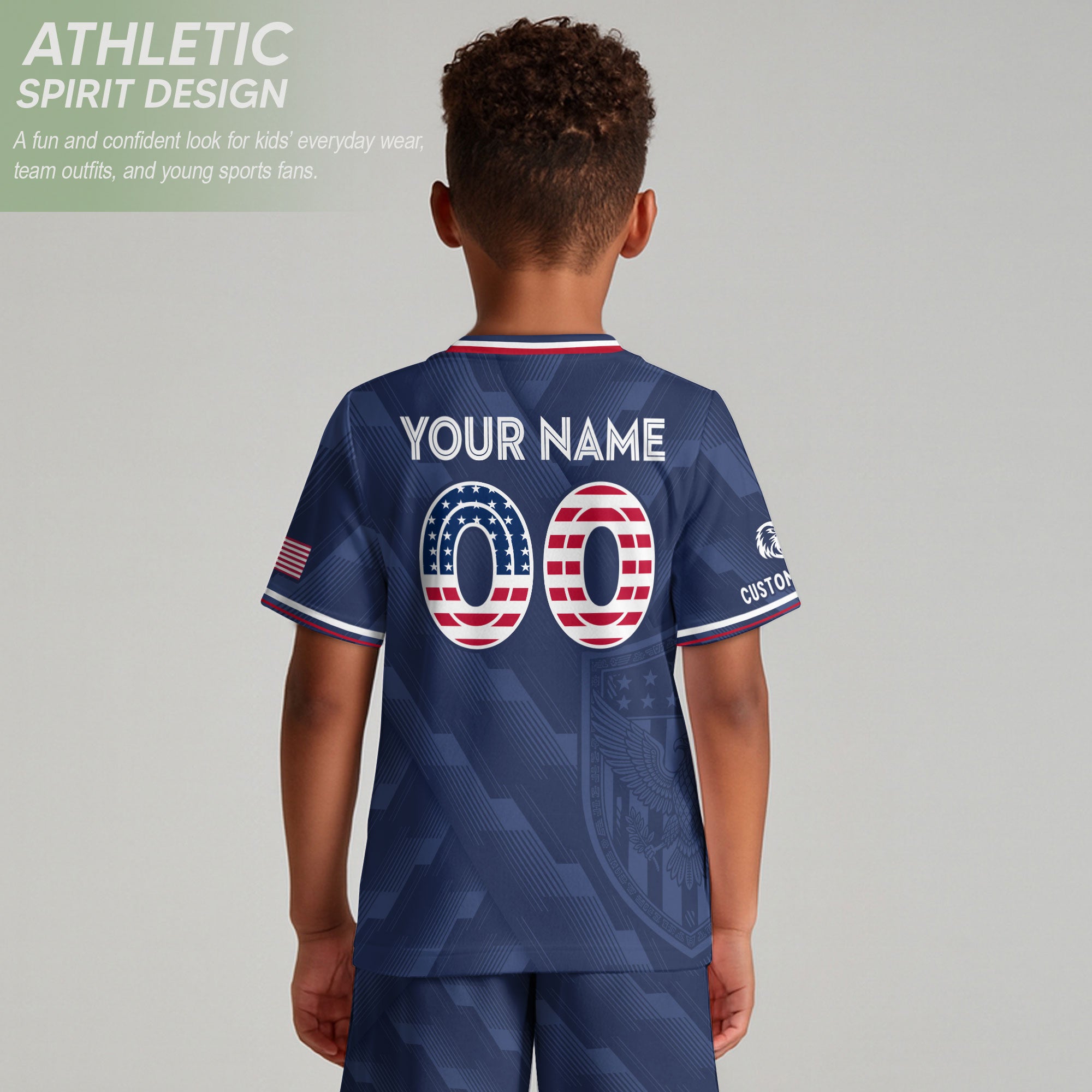 Custom Name Kids Soccer Jersey Personalized USA Youth Athletic Sport T Shirt